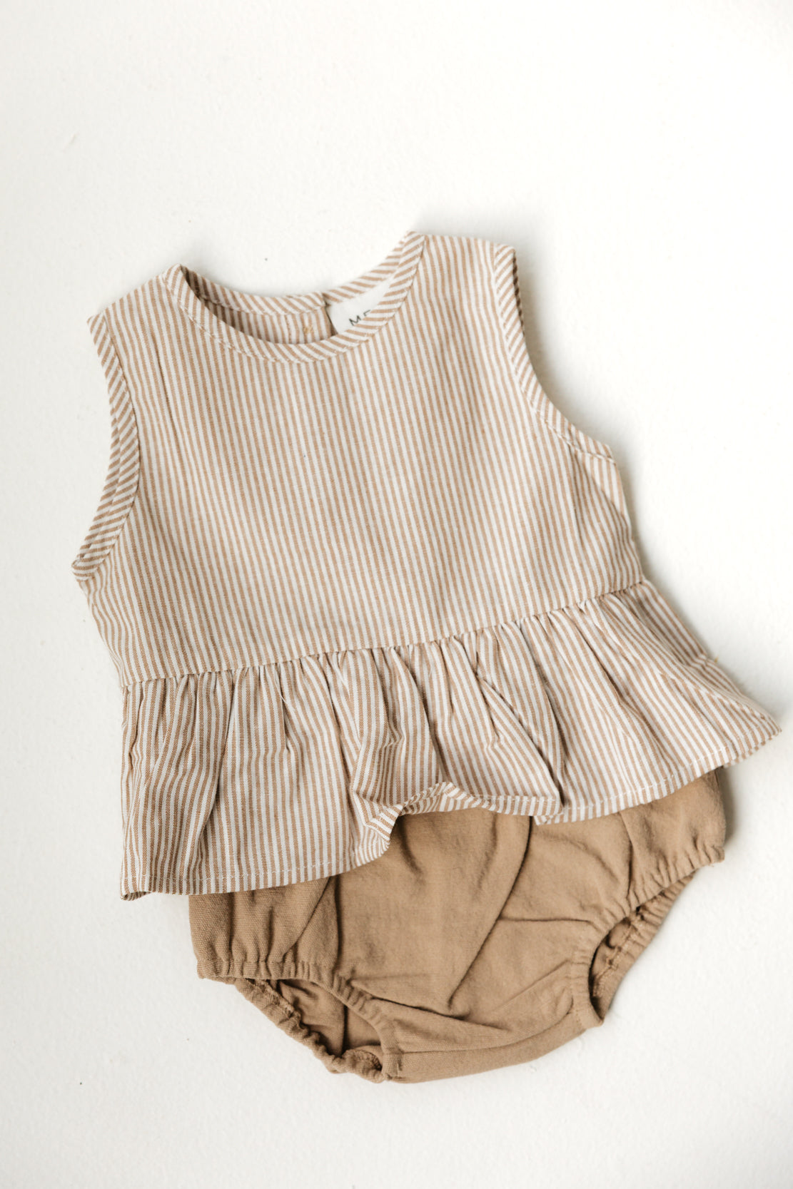 Mebie Baby Striped Peplum Set | Tan