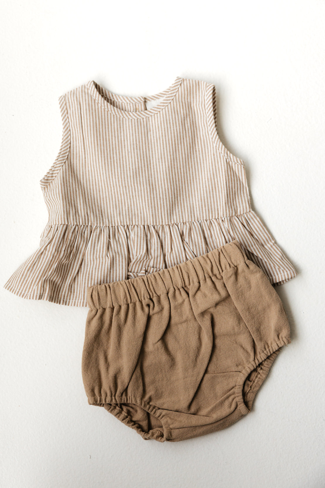 Mebie Baby Striped Peplum Set | Tan