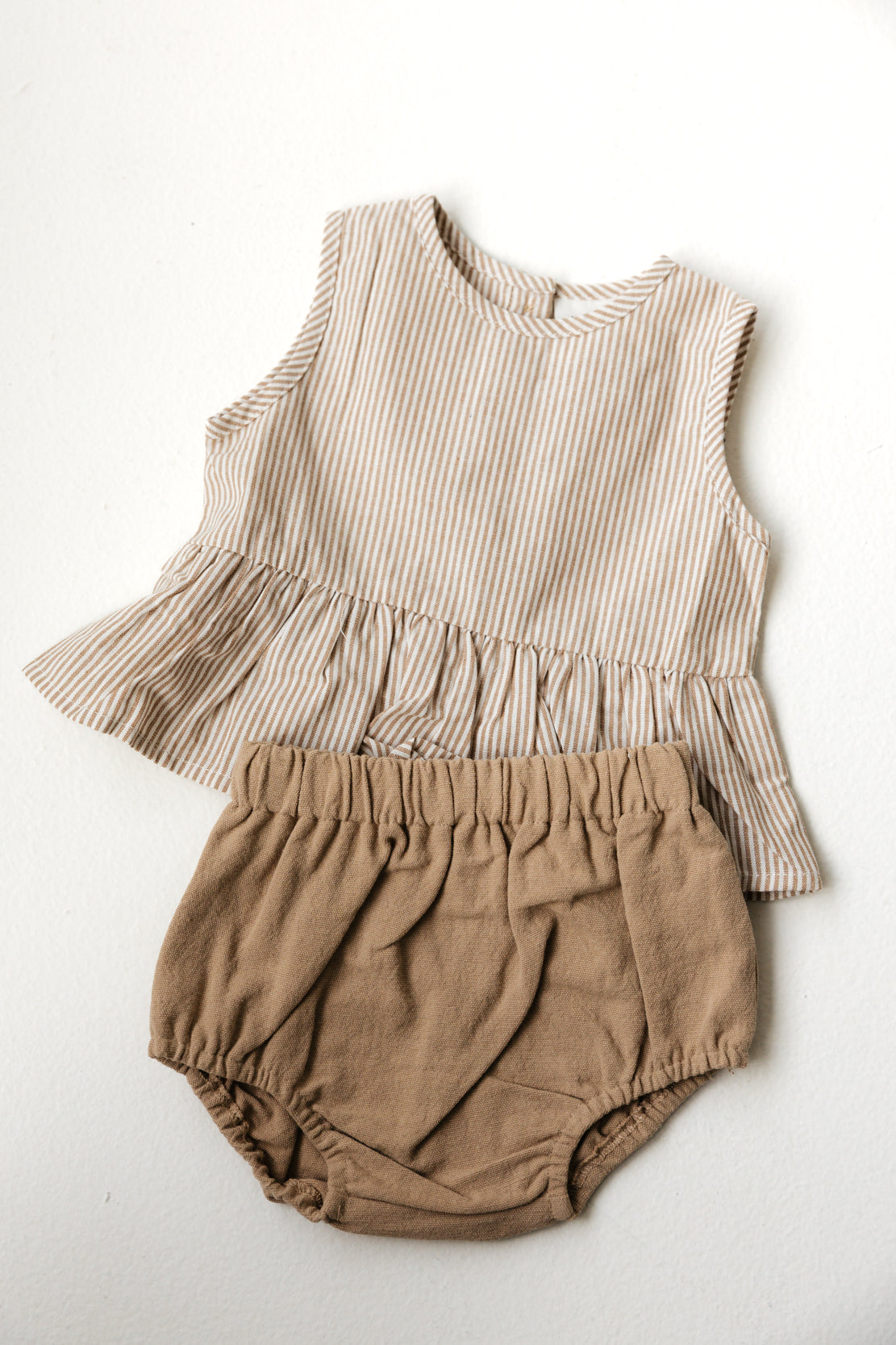 Mebie Baby Striped Peplum Set | Tan