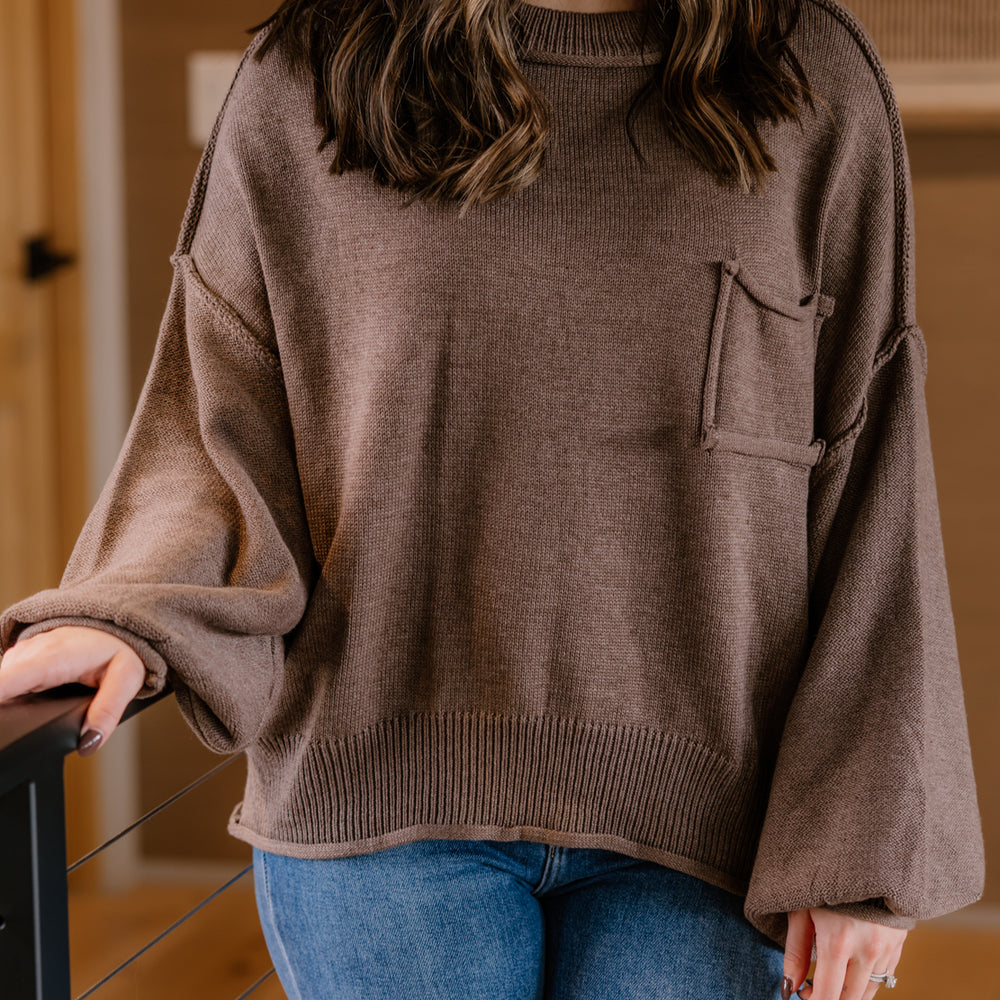 Ariella Round Neck Sweater | Choco Wood