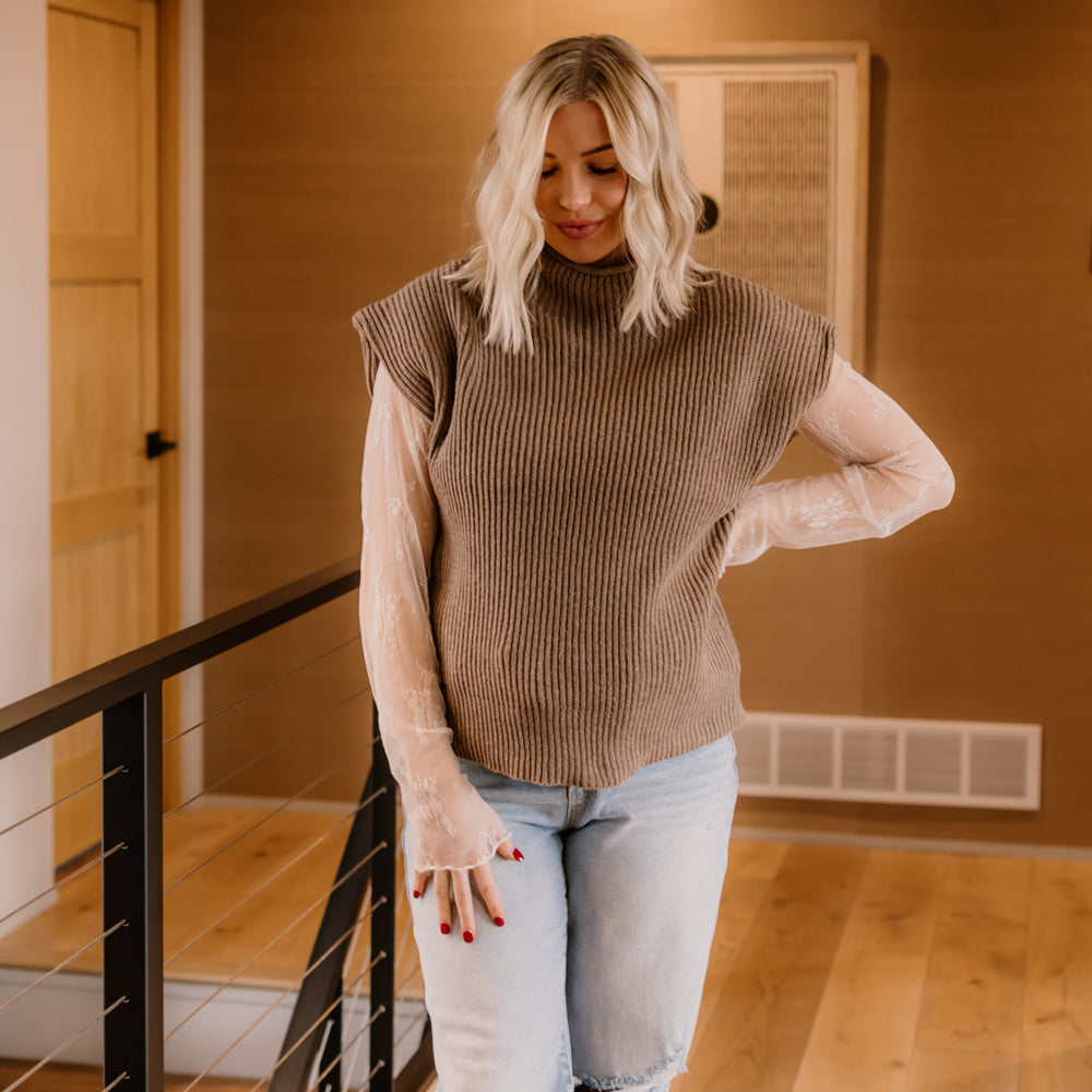 Brianne Turtleneck Sweater Vest | Mocha