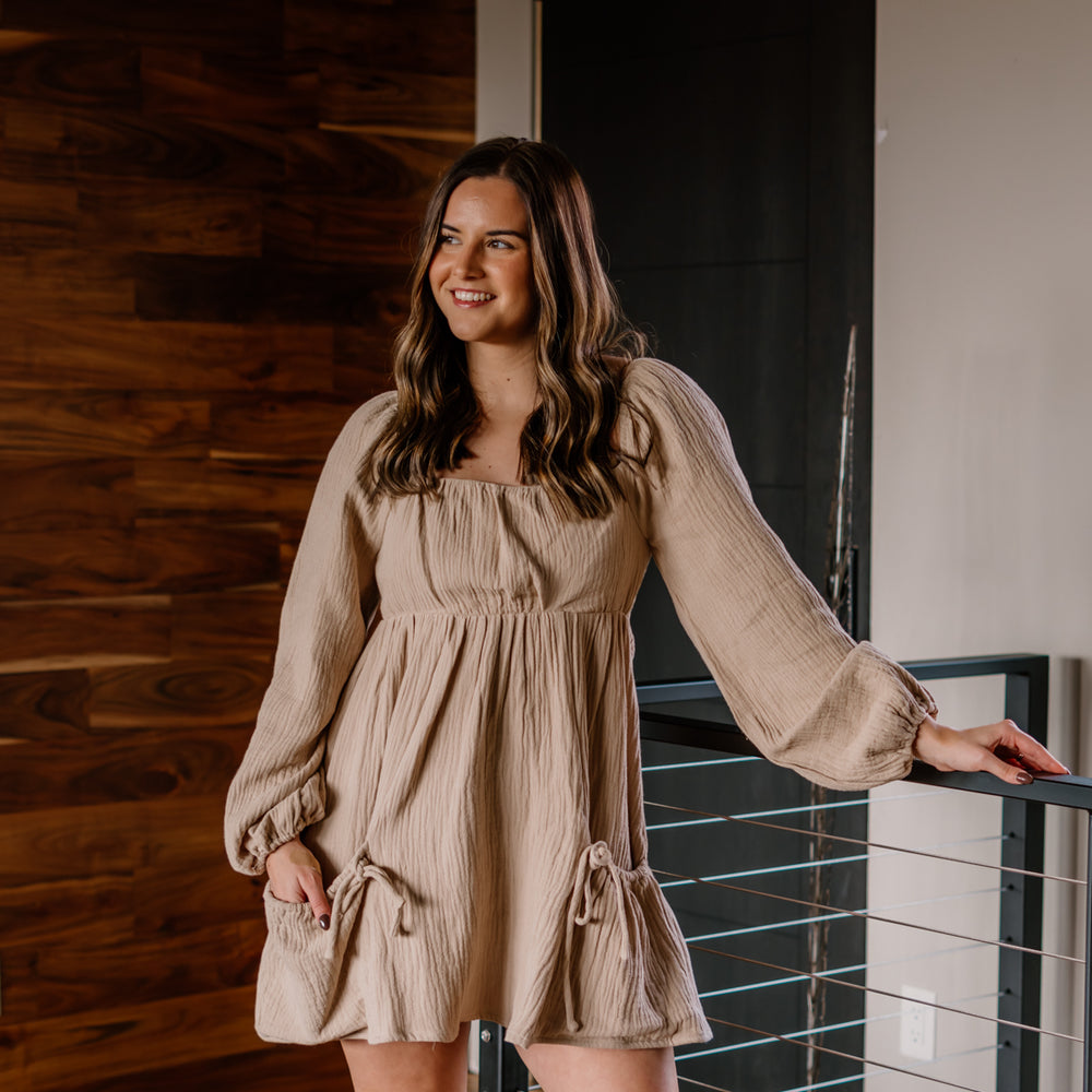 
                      
                        Palmer Tiered Mini Dress | Taupe
                      
                    