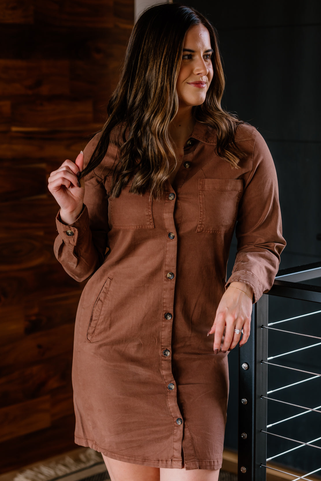 Zula Button Down Dress | Soft Silt