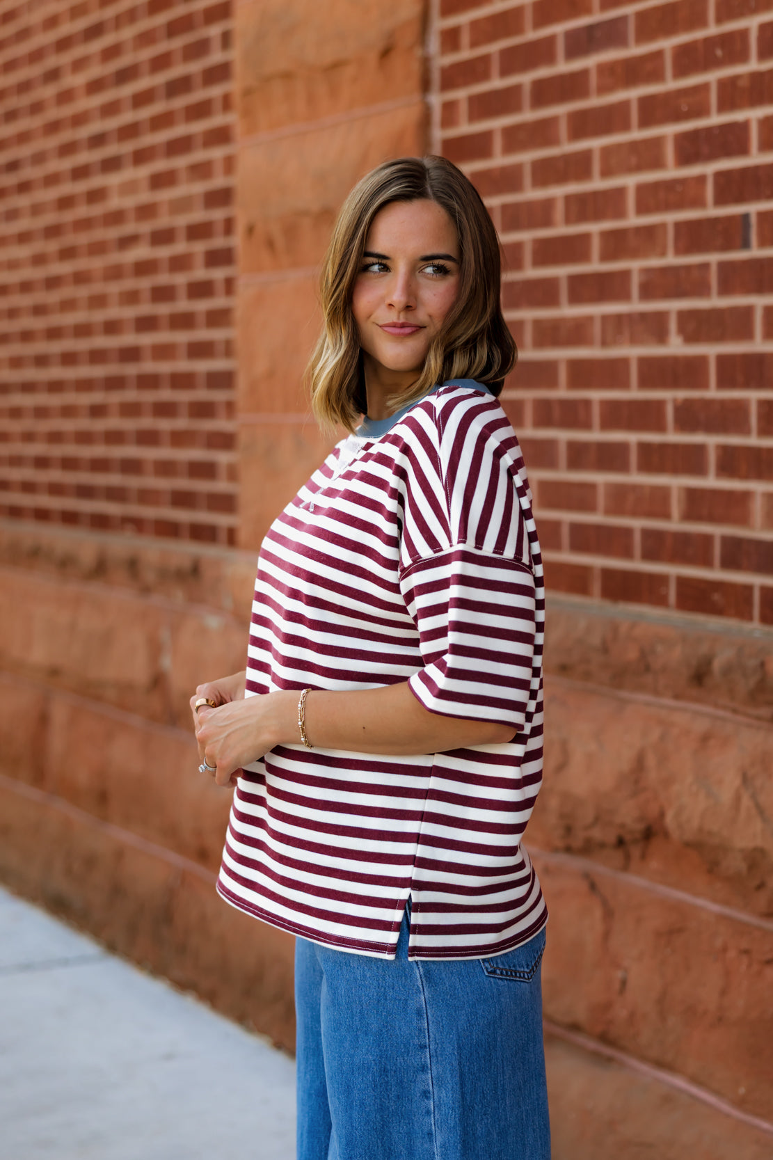 Paisley Striped T-Shirt | Burgundy Multi