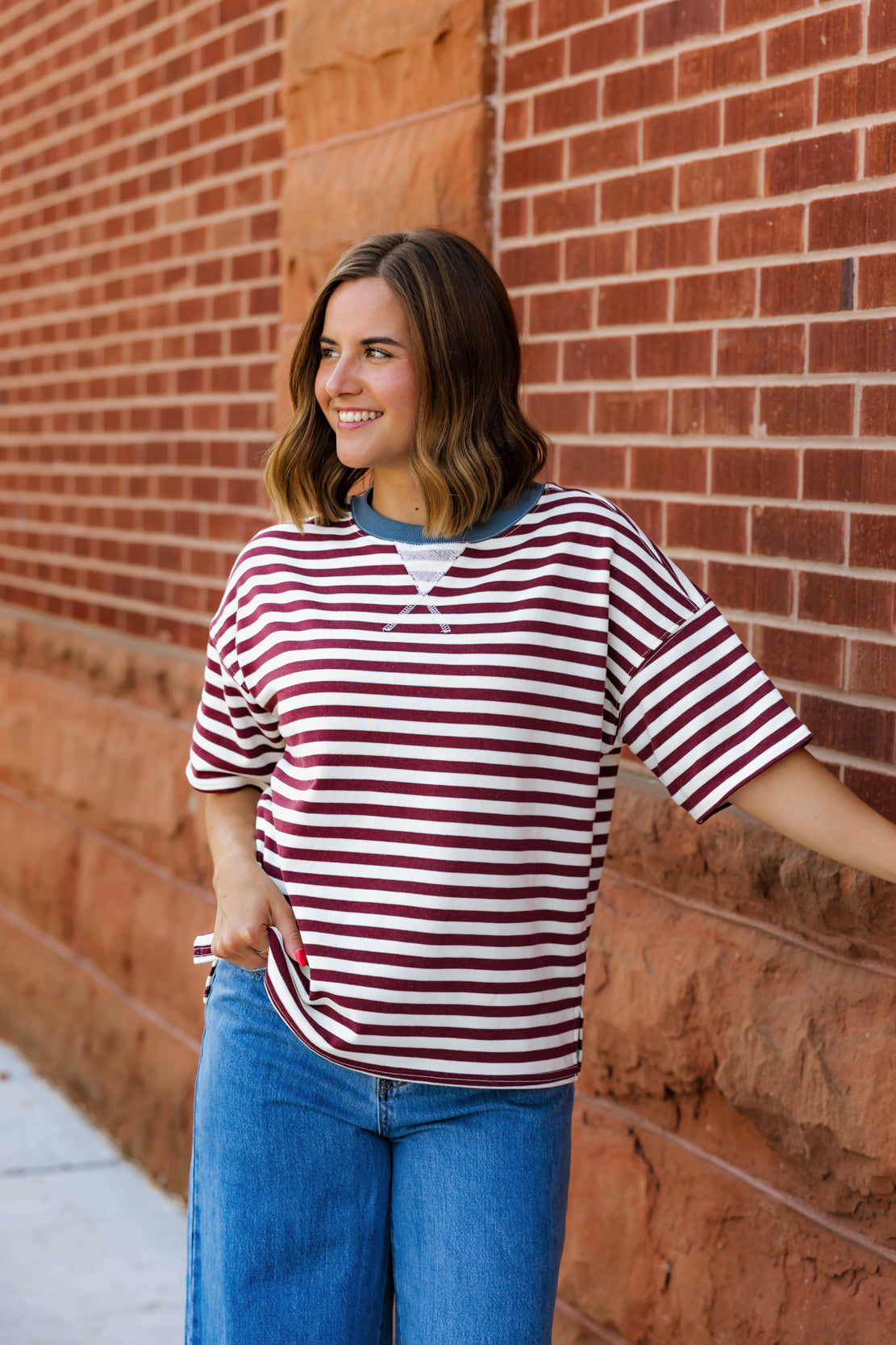 Paisley Striped T-Shirt | Burgundy Multi