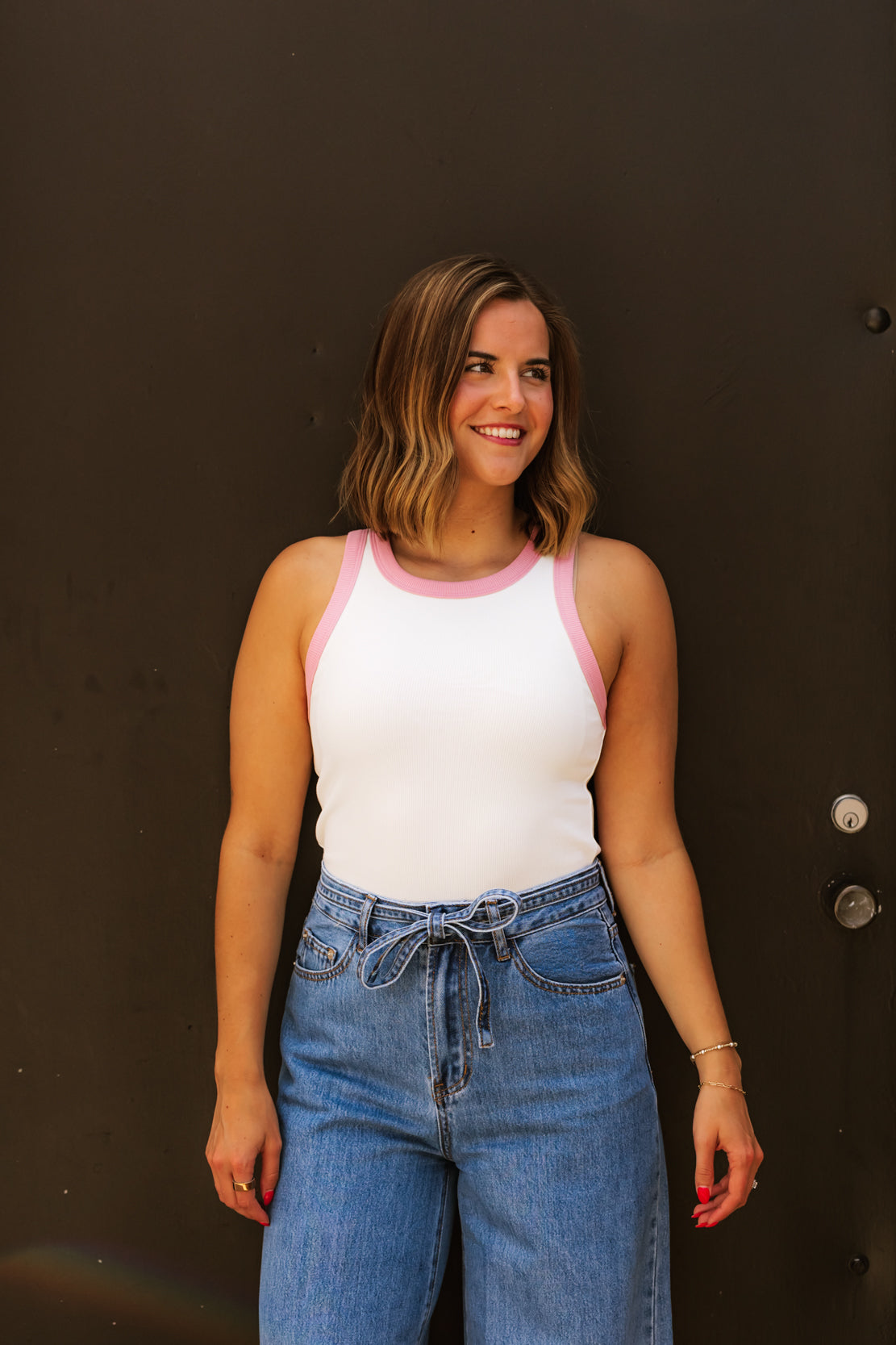 Lux Contrast Tank | Pink