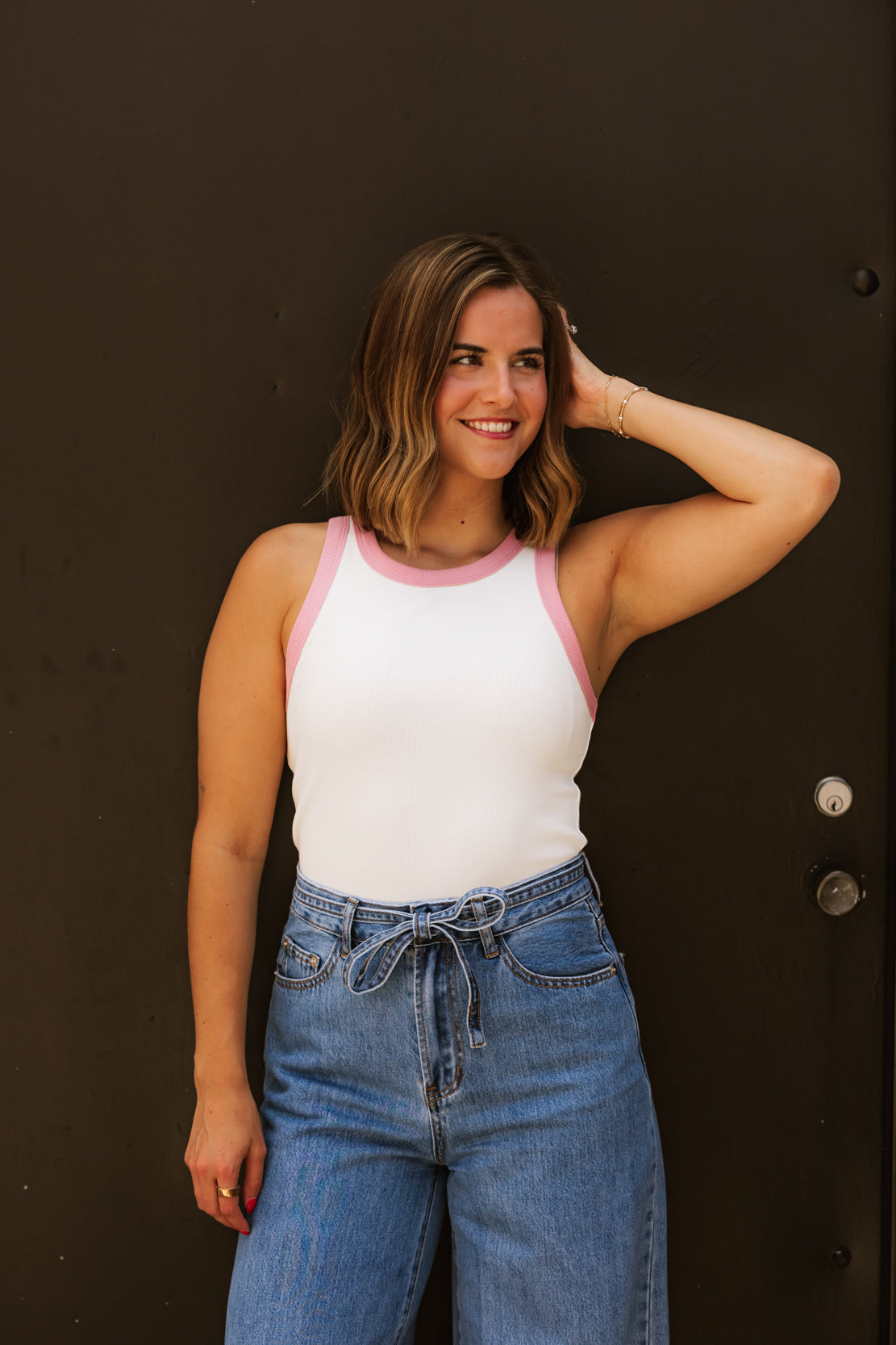 Lux Contrast Tank | Pink