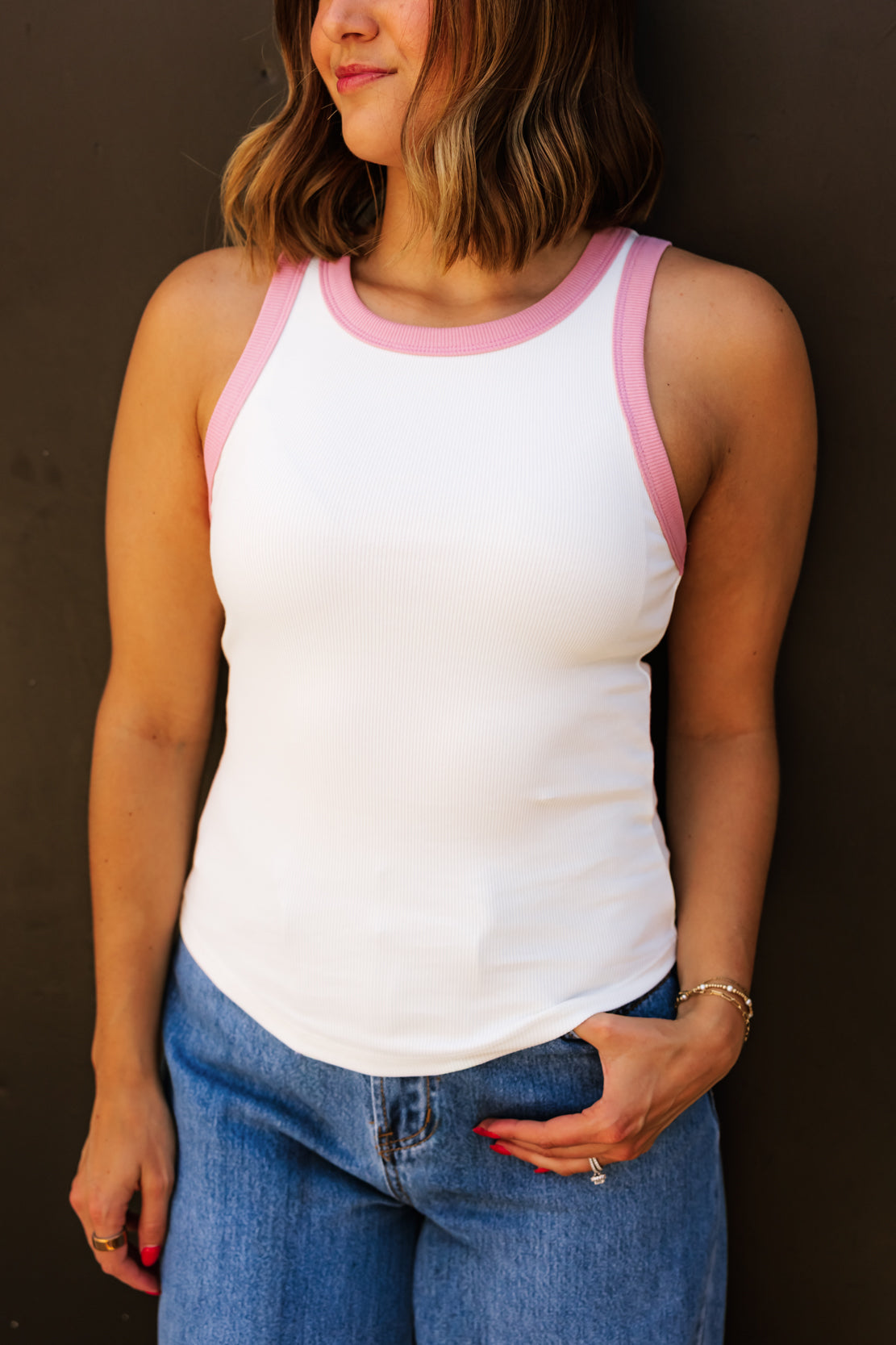 Lux Contrast Tank | Pink