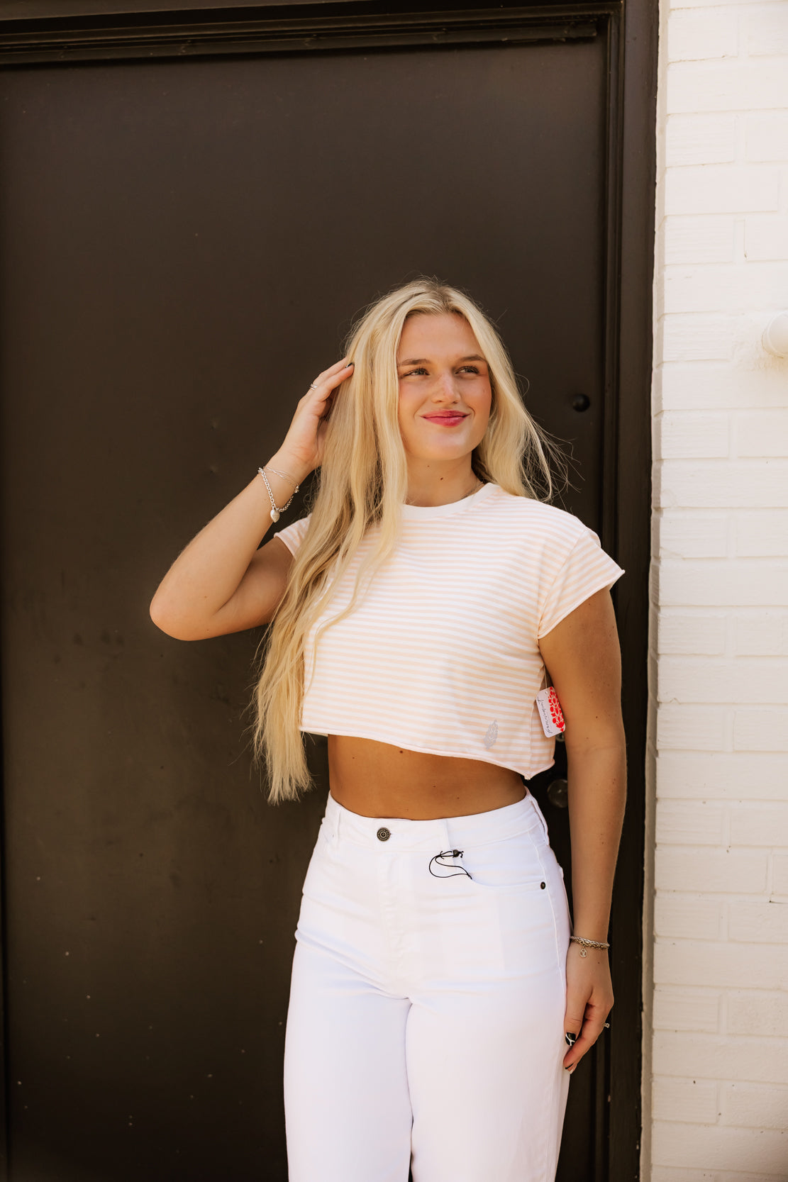 Hot Shot Printed Cropped Tee | Pina/White