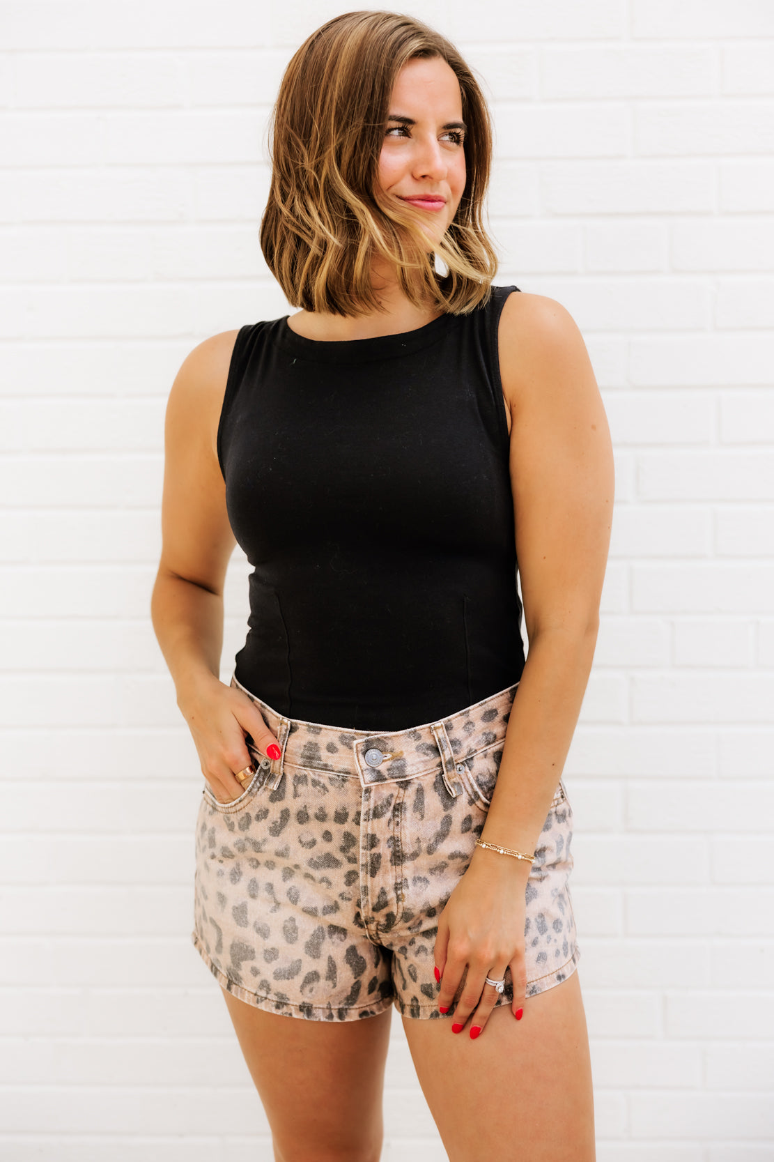 We The Free Now Or Never Printed Denim Shorts | Brown Sugar Combo