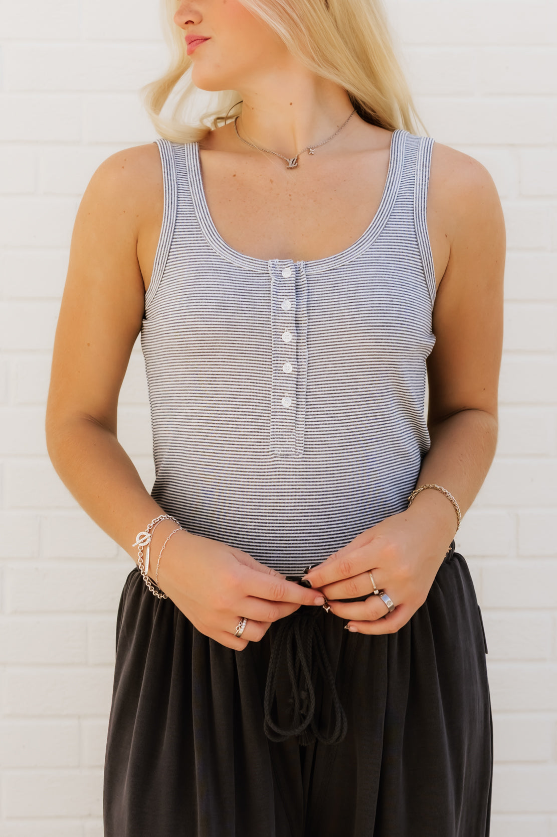 Luma Striped Tank | Navy