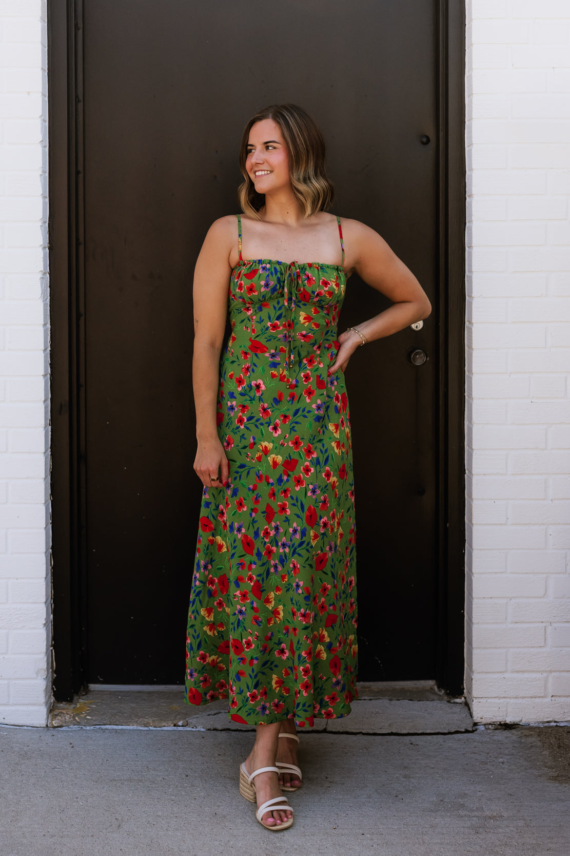 Ashton Floral Front Tie Midi Dress | Lily Floral