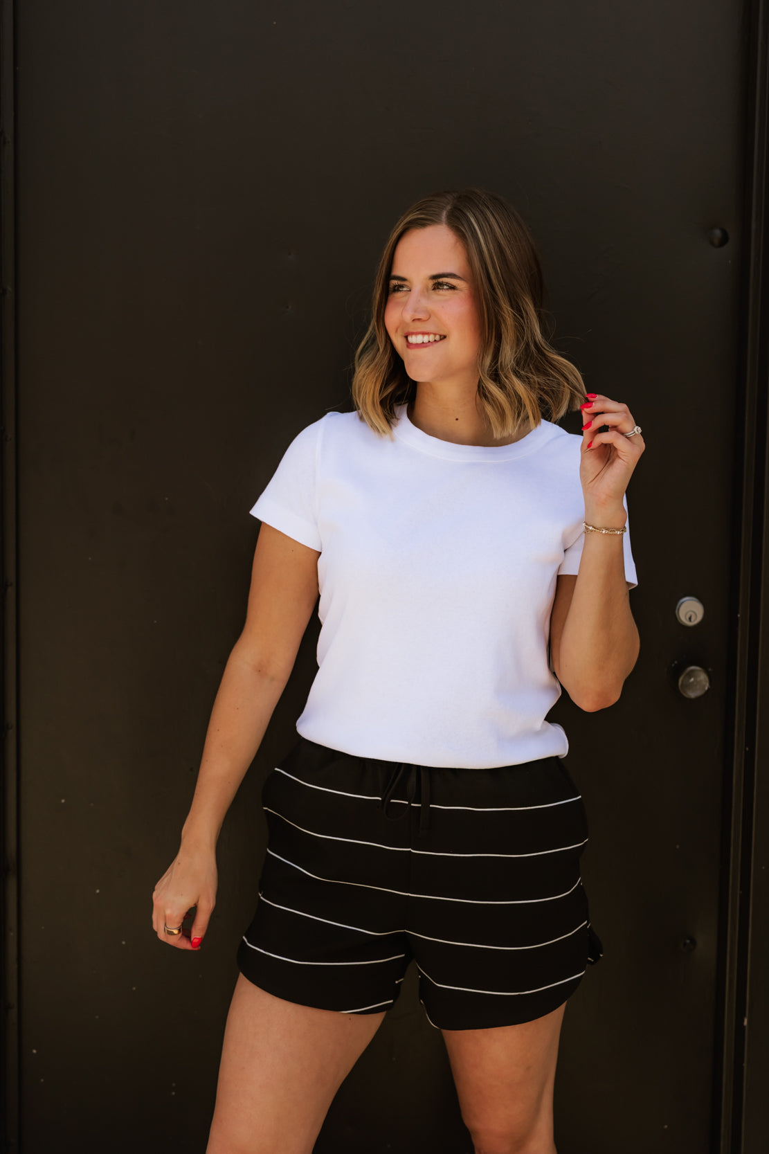 Dallas Striped Shorts | Black/Cream