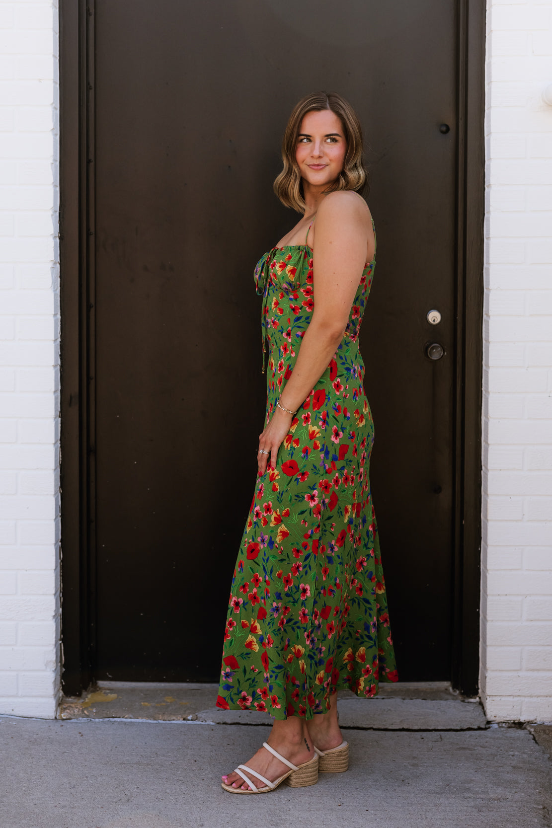 Ashton Floral Front Tie Midi Dress | Lily Floral