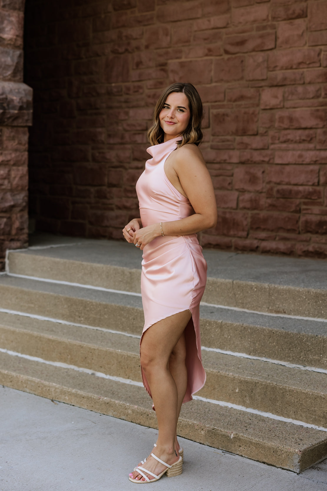 Quinn Halter Midi Dress | Powder Pink