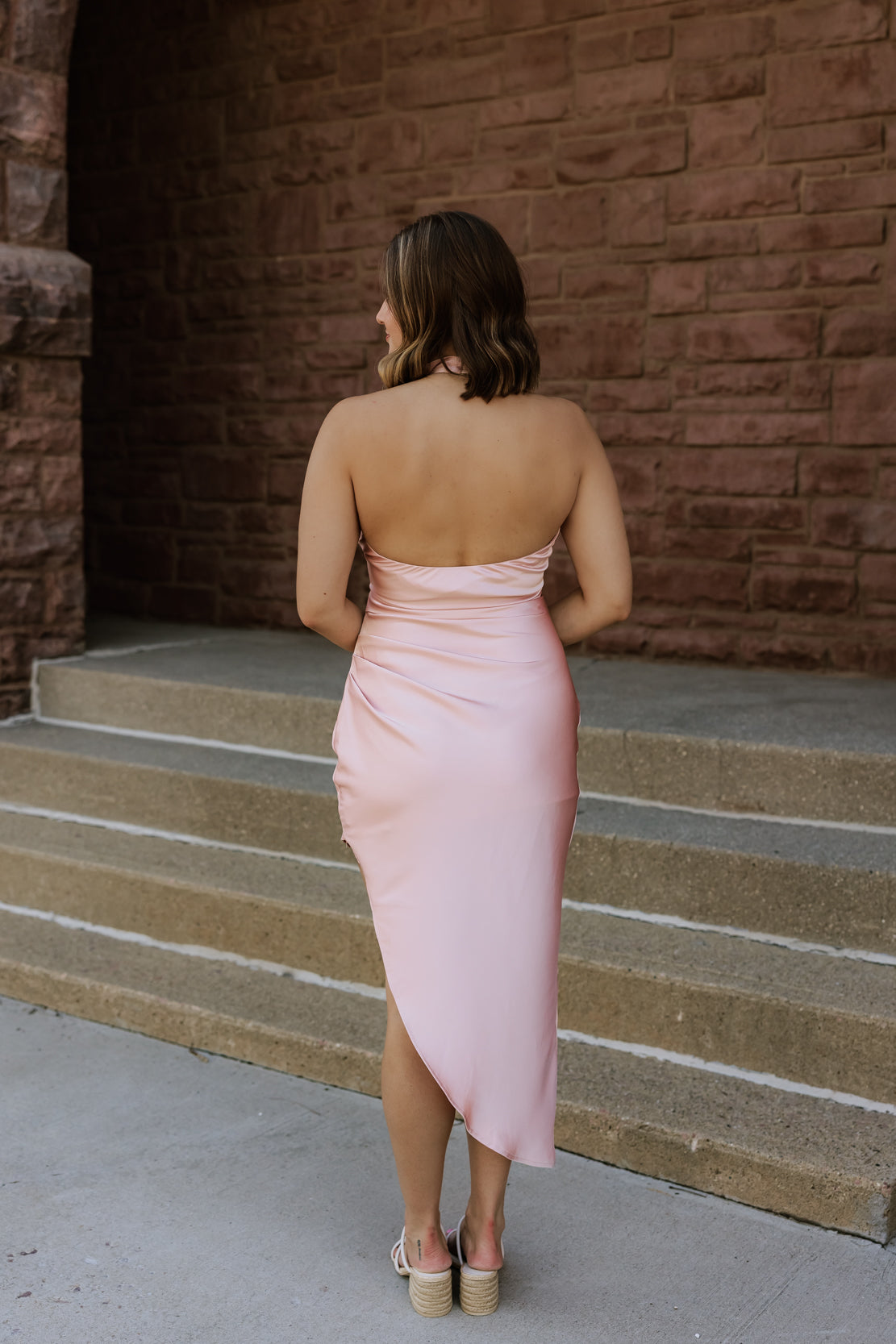 Quinn Halter Midi Dress | Powder Pink