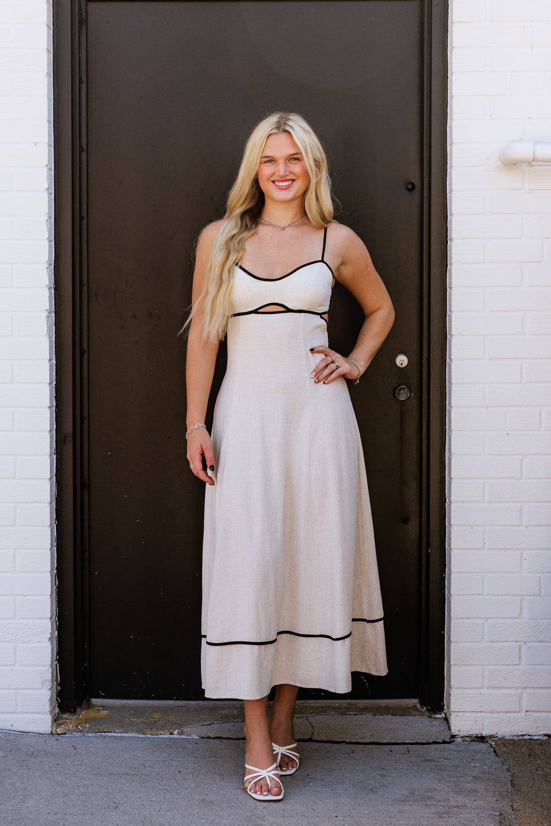 Grace Linen Midi Dress | Oatmeal