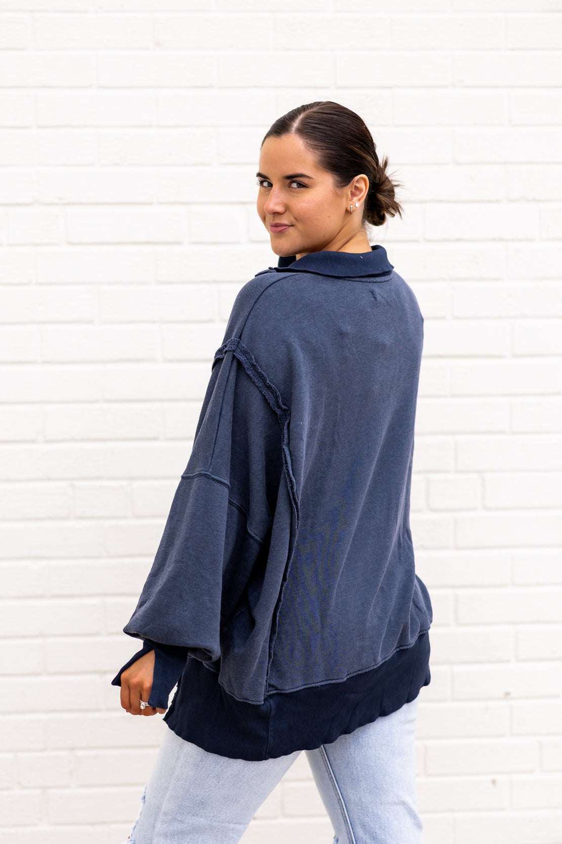 We The Free Camden Henley Sweatshirt | Navy