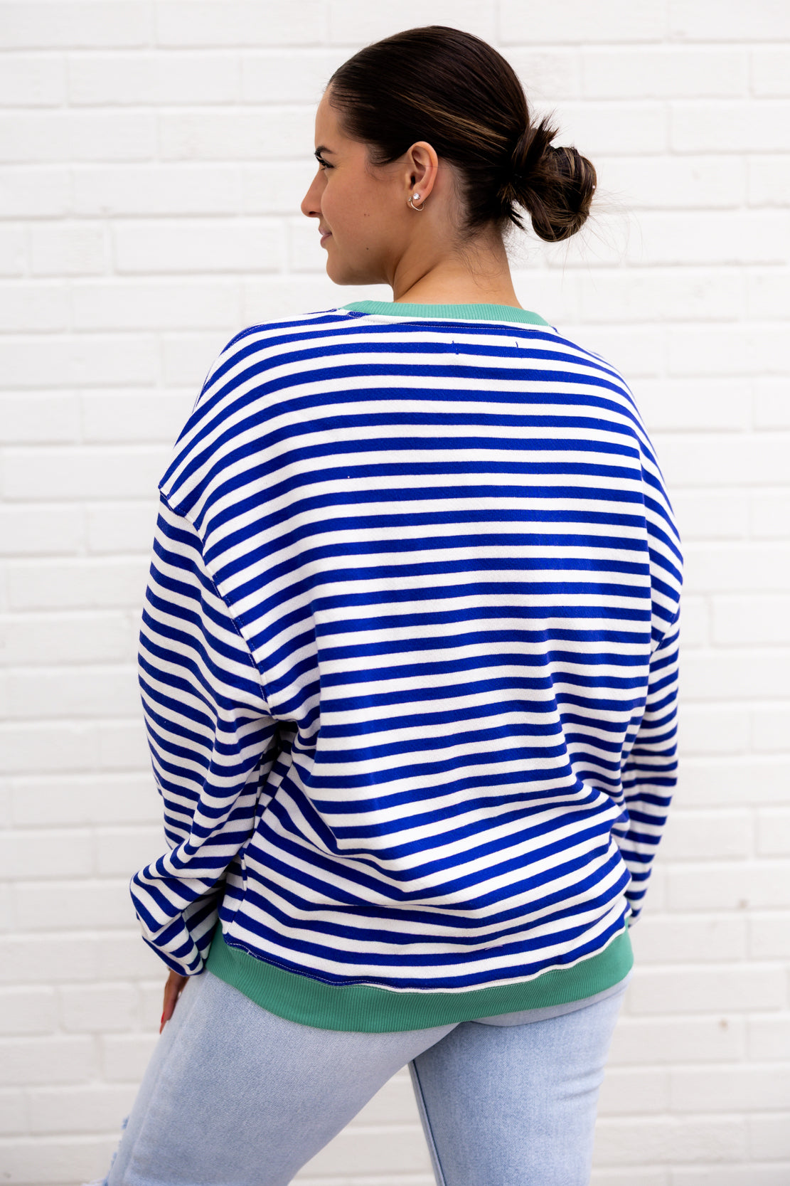 Classic Striped Oversized Crewneck | Sand Dollar Combo
