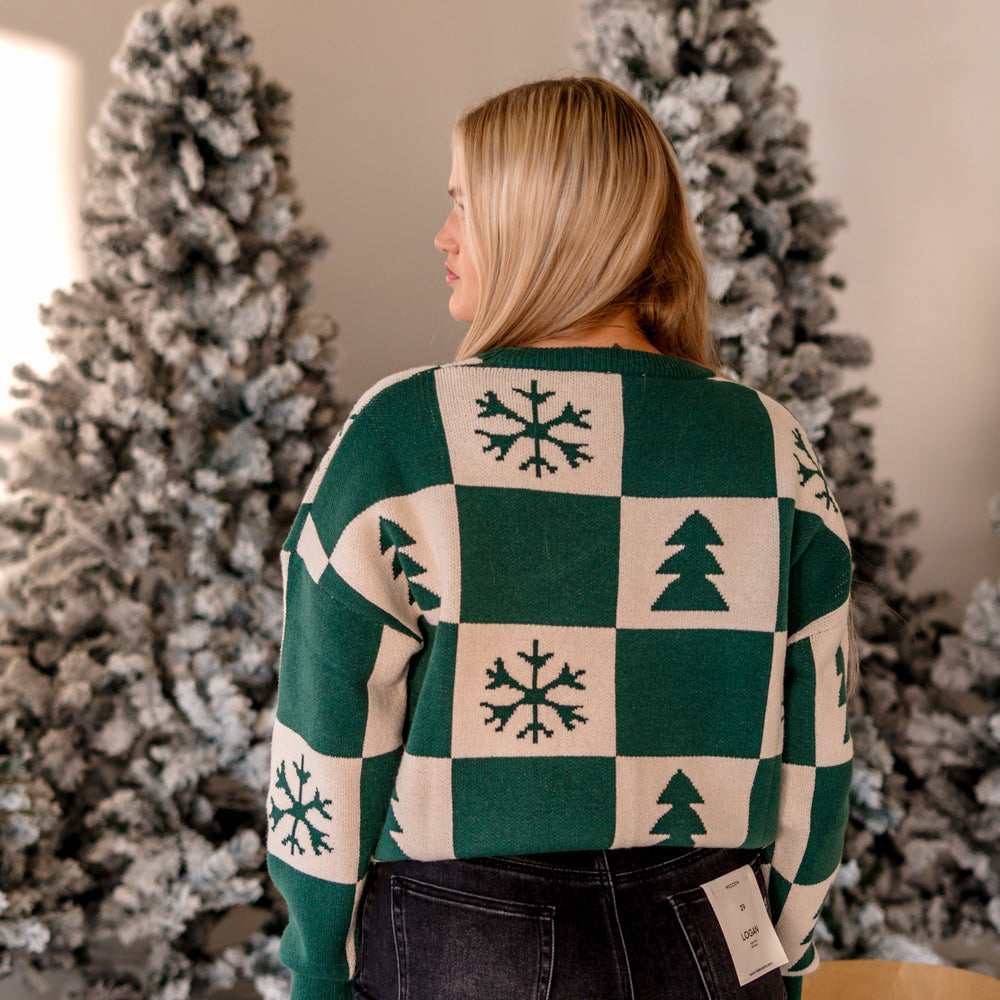 
                      
                        Christmas Checkered Sweater | Green/Cream
                      
                    