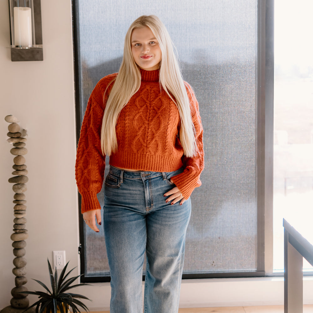 Taya Cable Knit Sweater | Redwood