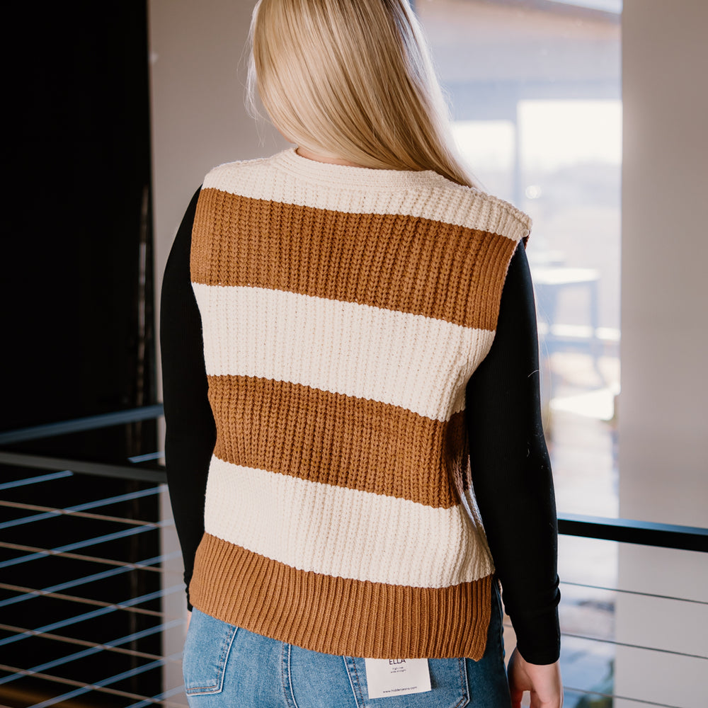 
                      
                        Alana Striped Sweater Vest | Brown
                      
                    