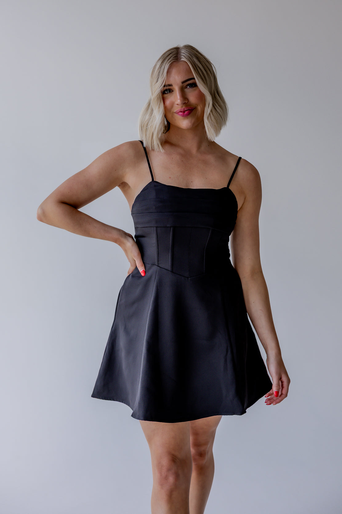 Evelyn Corset Mini Dress | Black