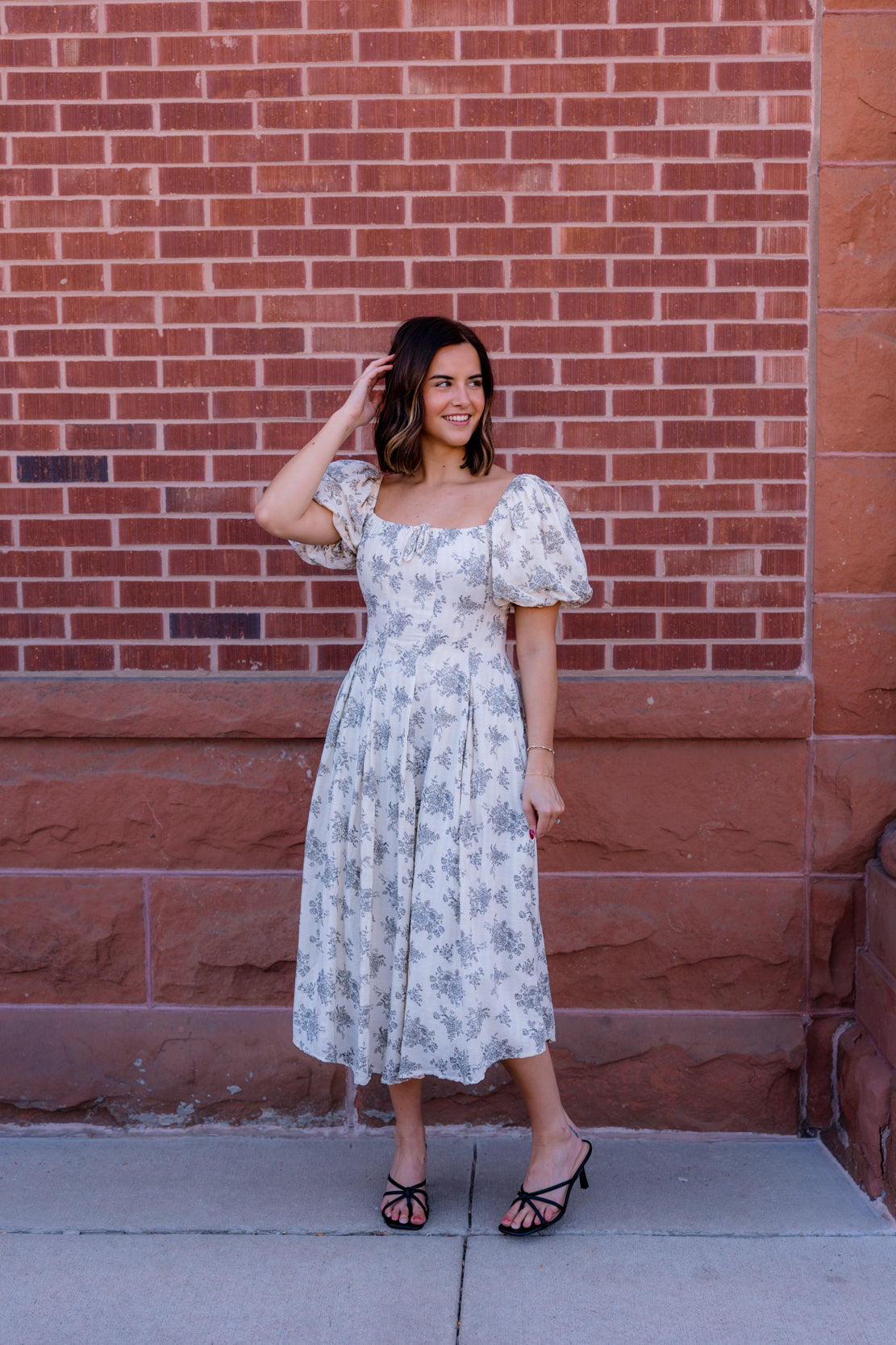 Callie Floral Pleated Midi Dress | Ivory