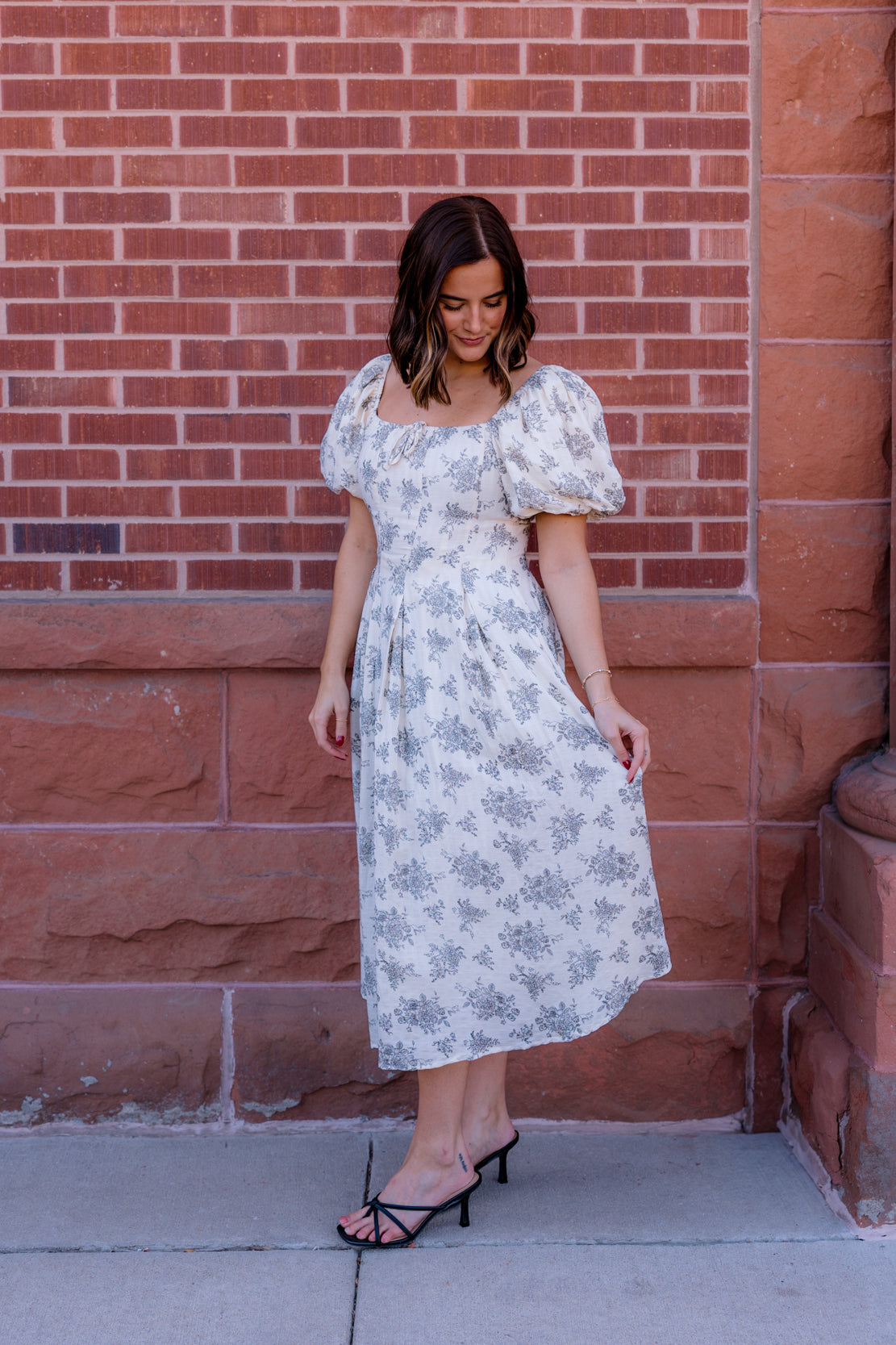 Callie Floral Pleated Midi Dress | Ivory