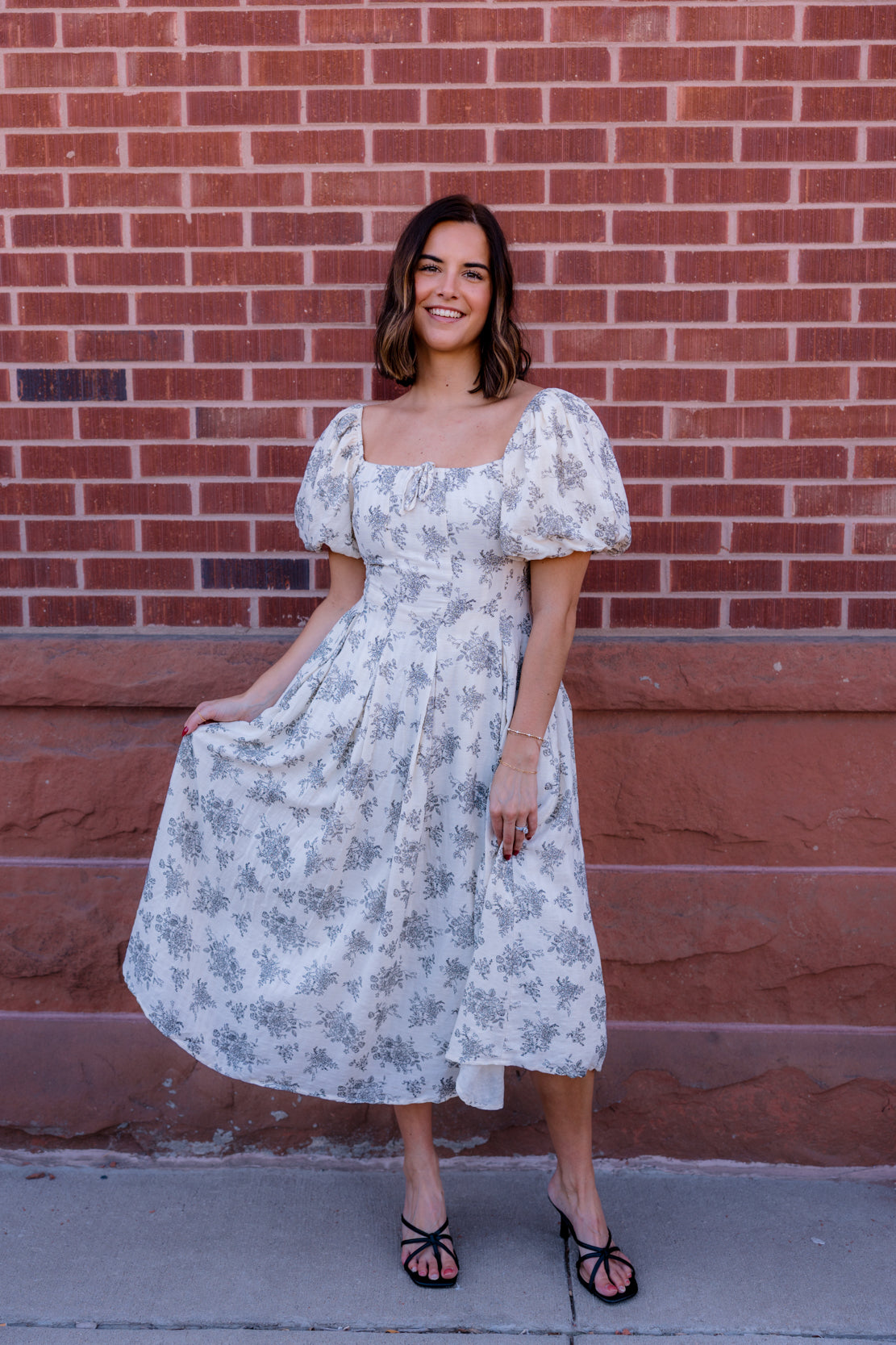 Callie Floral Pleated Midi Dress | Ivory