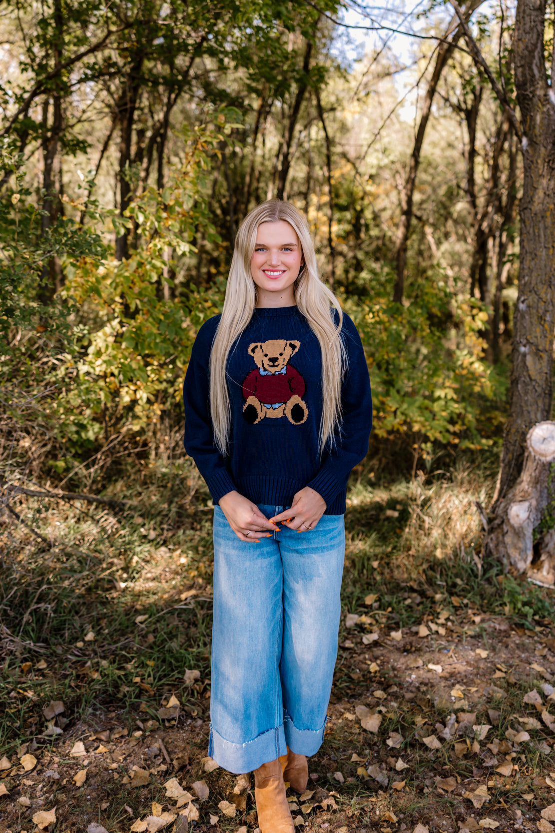 Teddy Bear Graphic Sweater | Navy