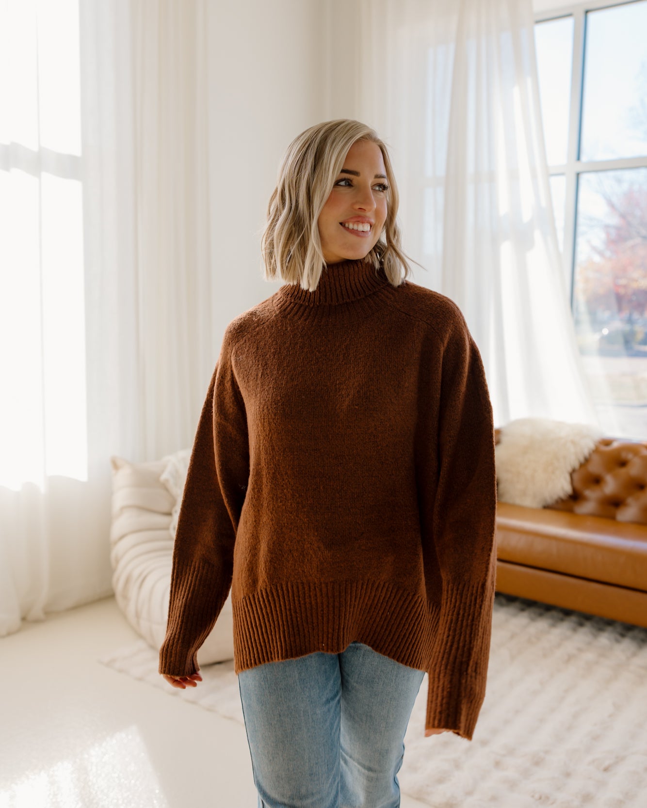 Harper Turtleneck Sweater | Chestnut