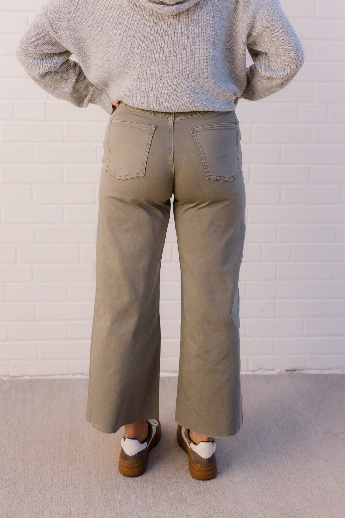 Penny Button Front Wide Leg Pant | Faded Olive