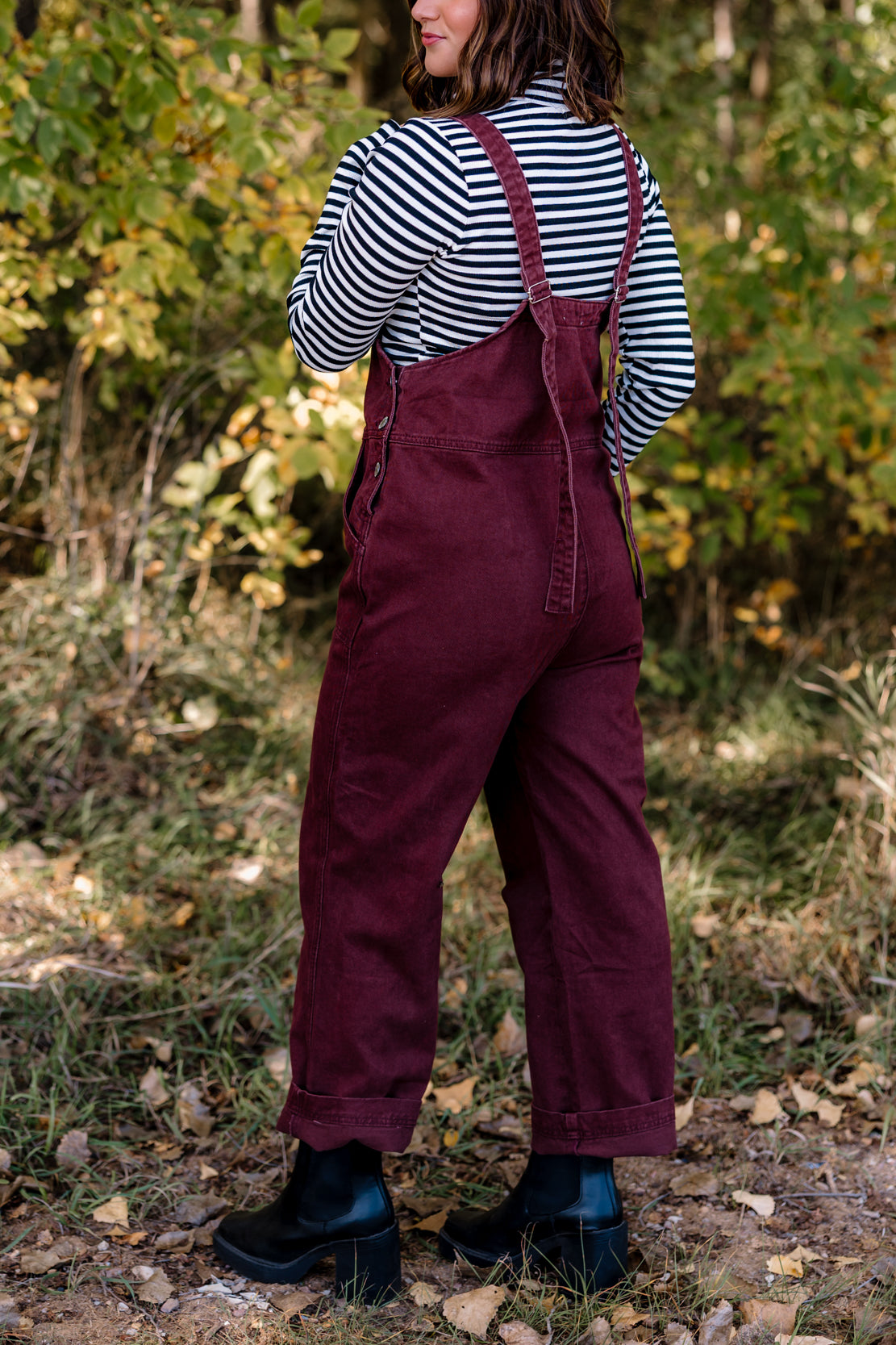 Parks Square Neck Denim Overalls | Mahogany
