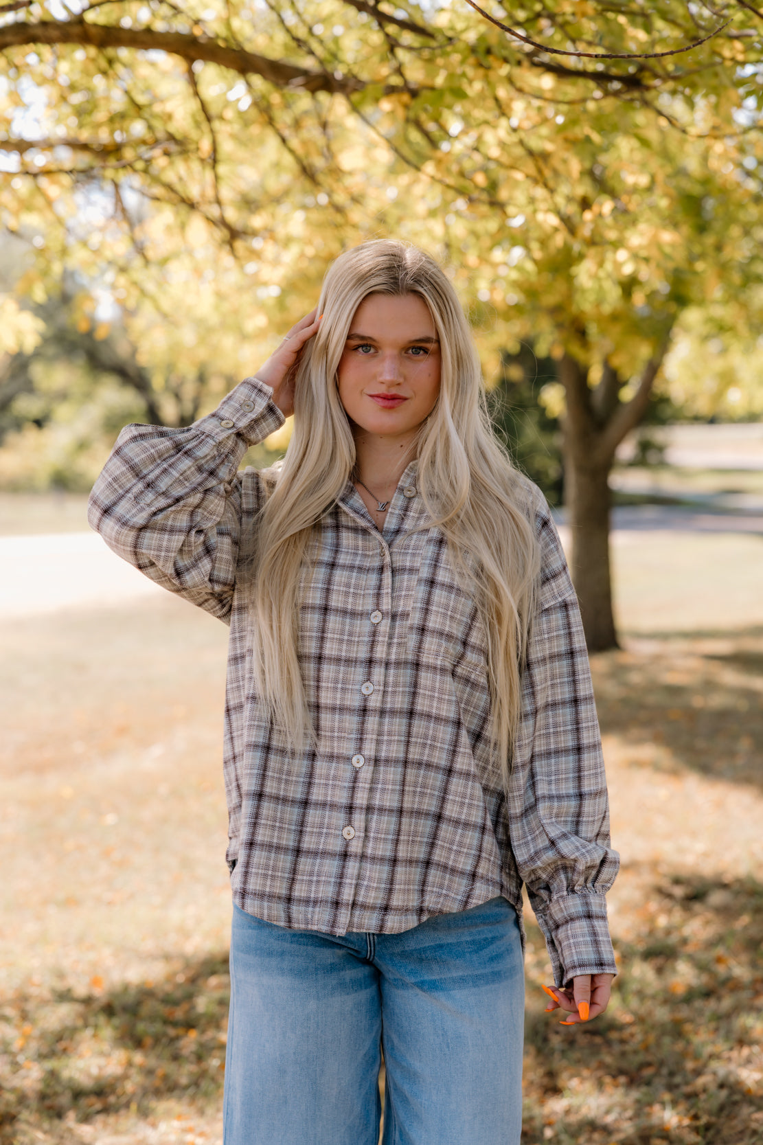 We The Free Ashley Plaid Shirt | Ivory Combo
