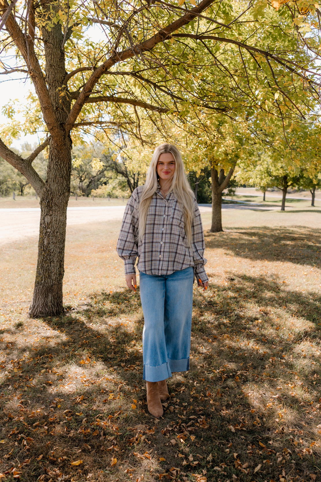 We The Free Ashley Plaid Shirt | Ivory Combo