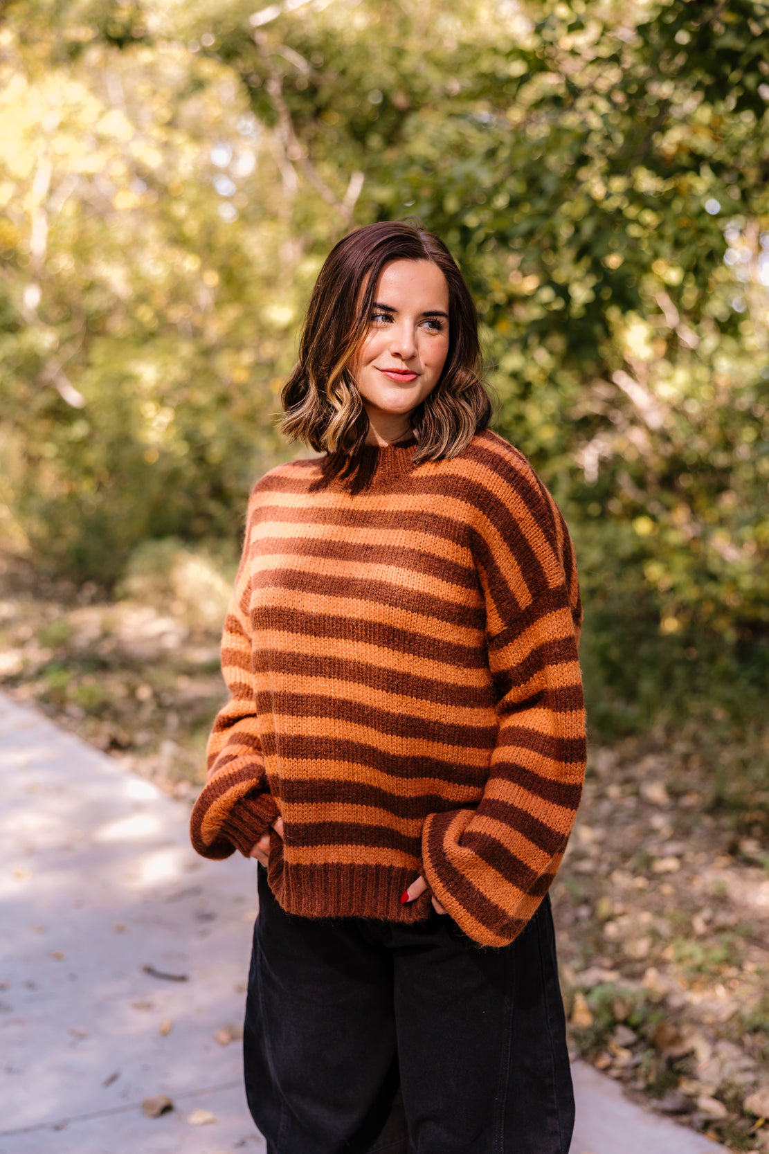 Keeley Striped Mock Neck Sweater | Sienna