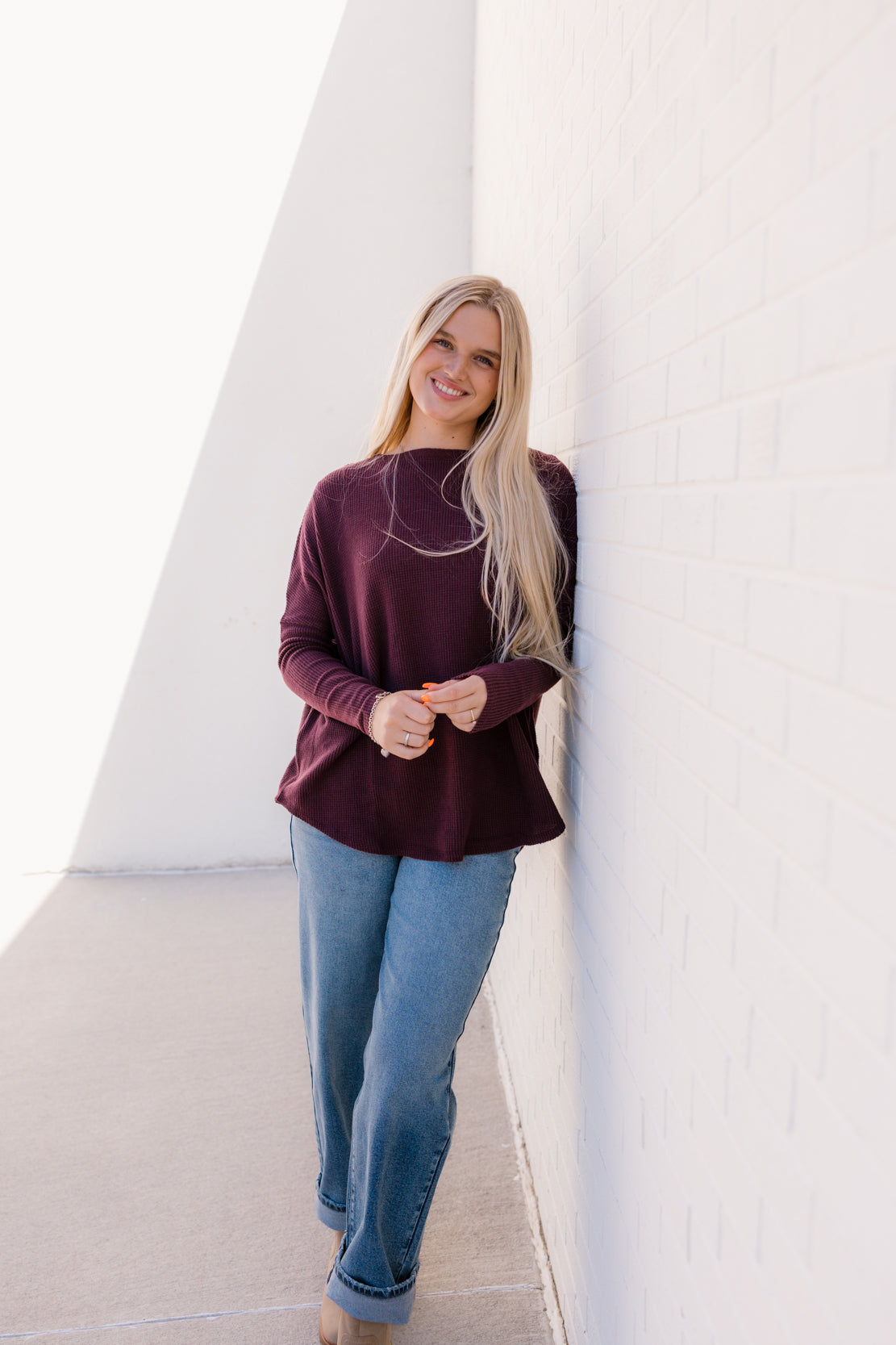 We The Free Latte Blues Solid Thermal | Chocolate Grape