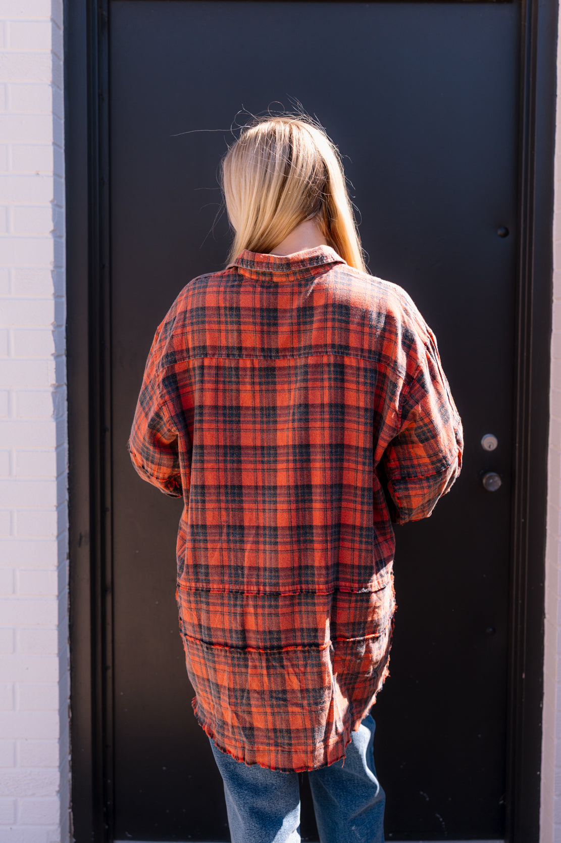 Kenzie Oversized Plaid Tunic | Pinkish coral