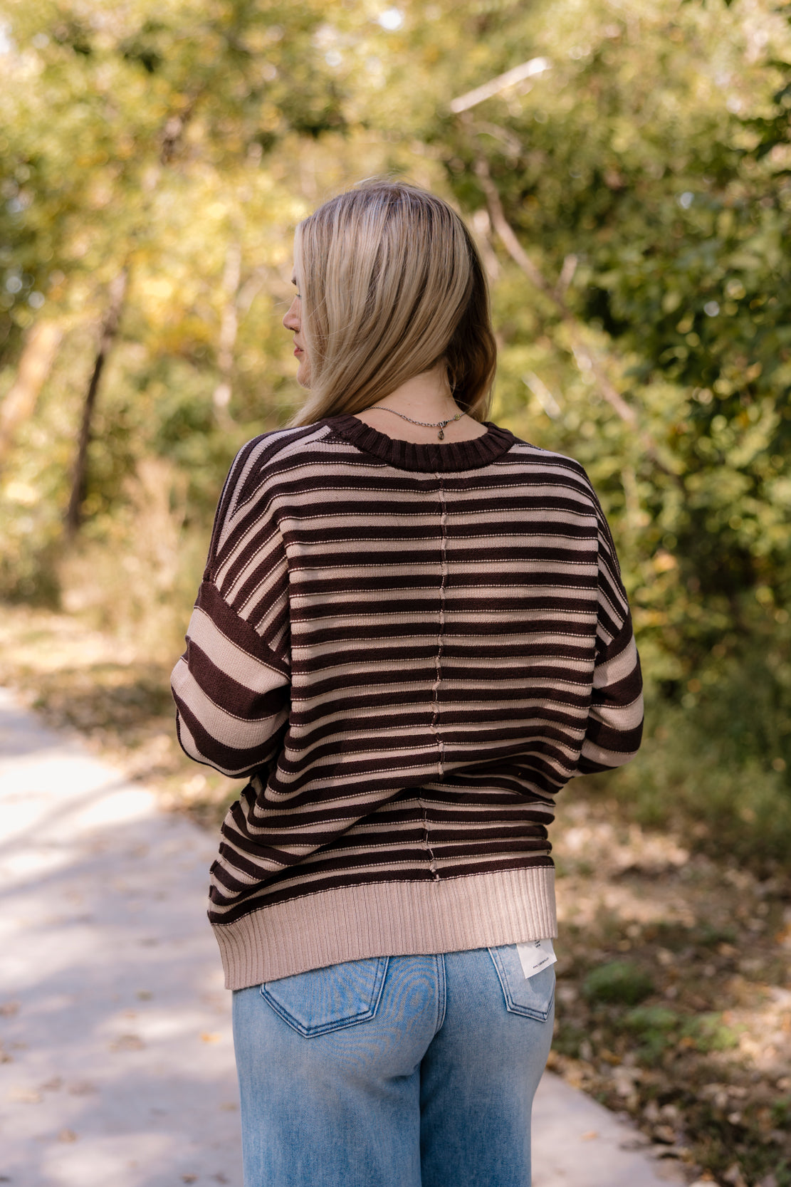 Kendall Contrast Striped Sweater | Brown