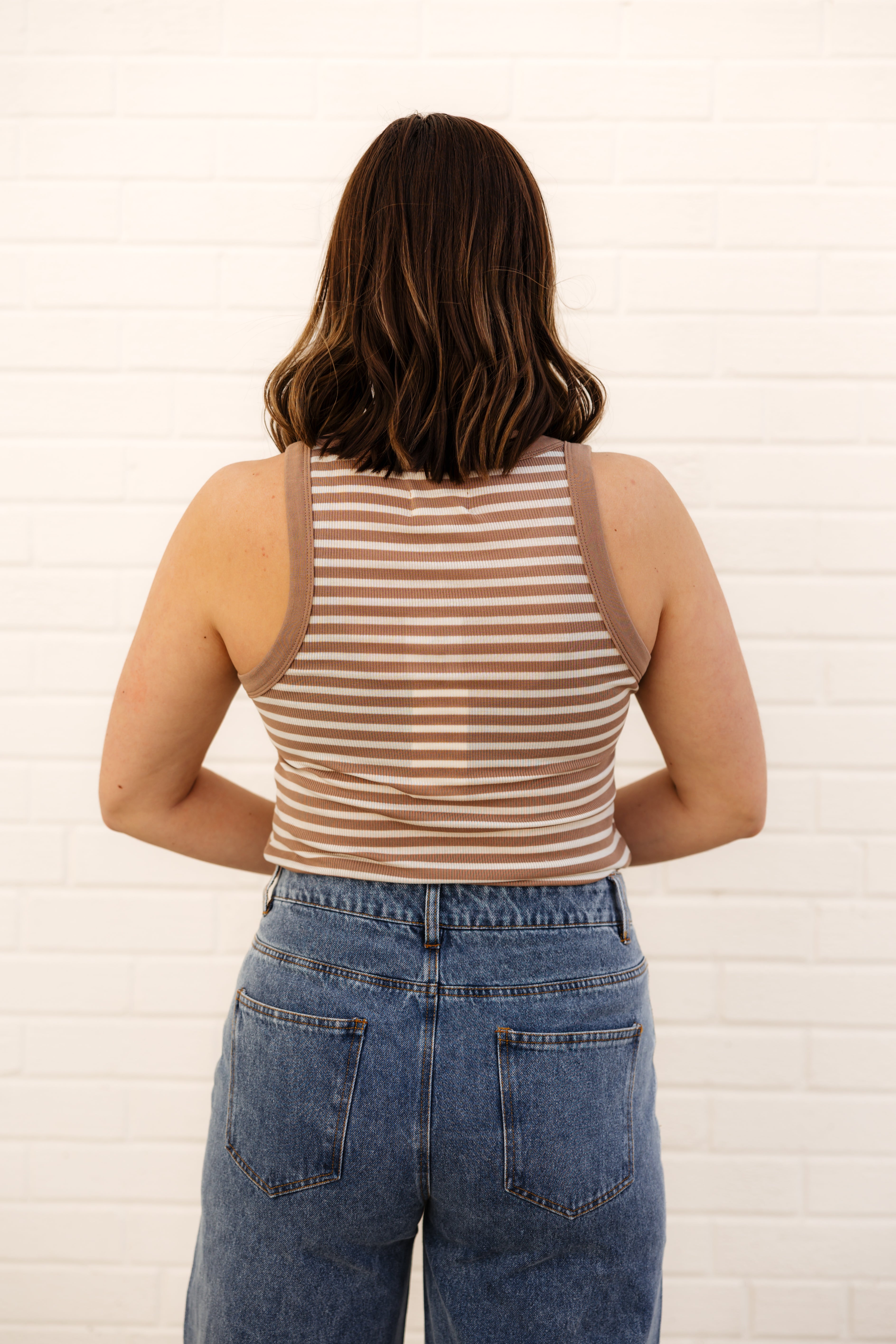 Clarence Striped Tank | Iced Coffee Ivory