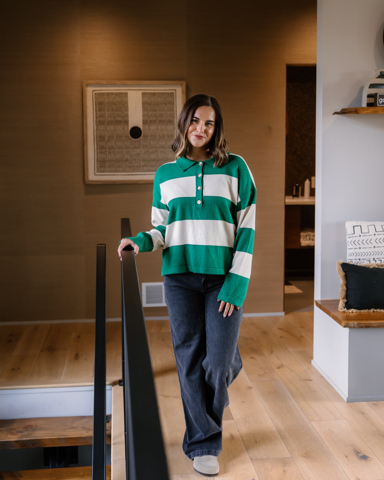 Kinsley Striped Knit Sweater | Green