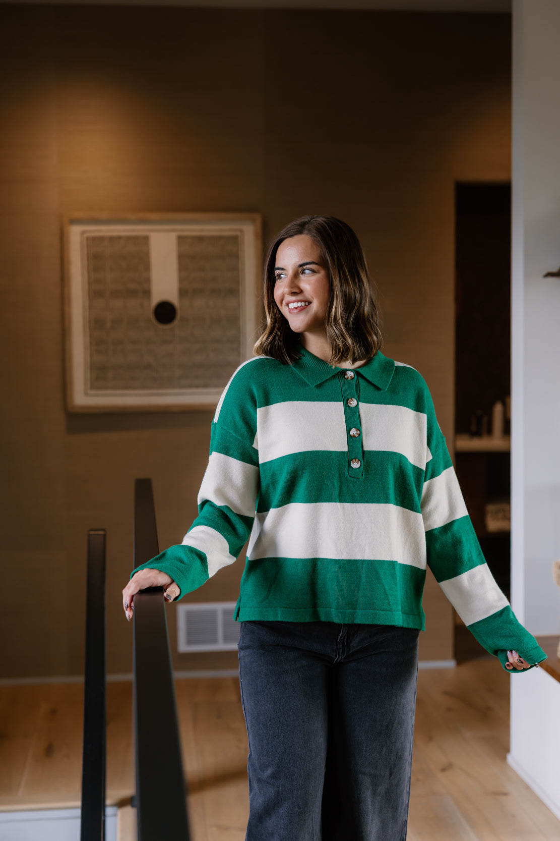 Kinsley Striped Knit Sweater | Green