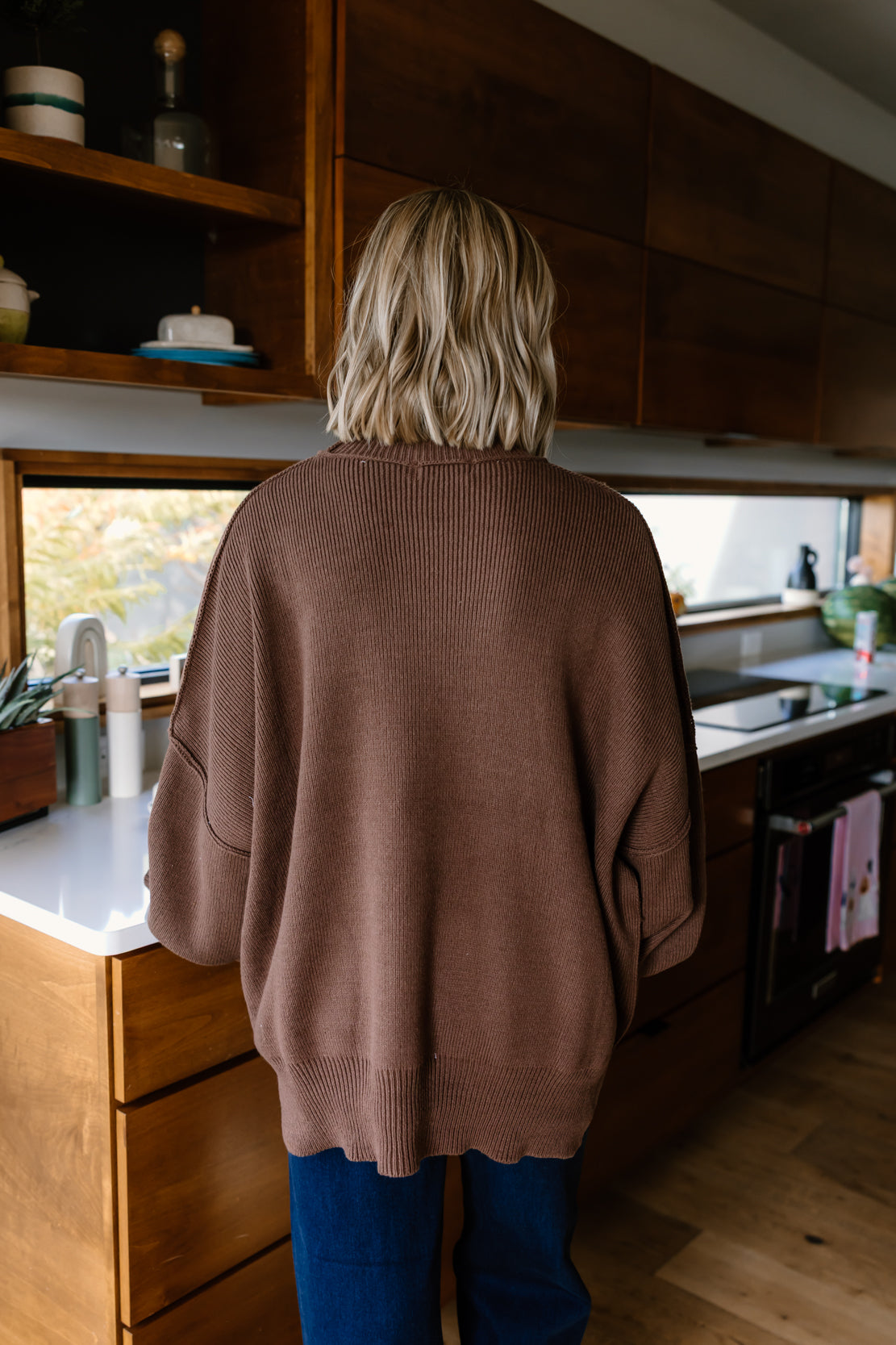 Ryder Side Slit Oversized Sweater | Brown