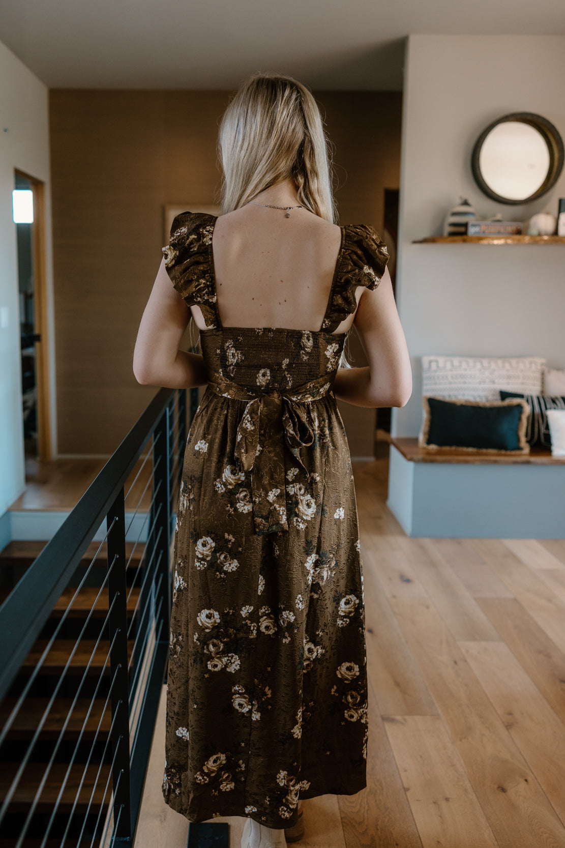 Leah Floral Midi Dress | Brown Multi