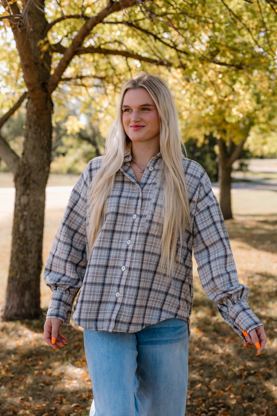 We The Free Ashley Plaid Shirt | Ivory Combo