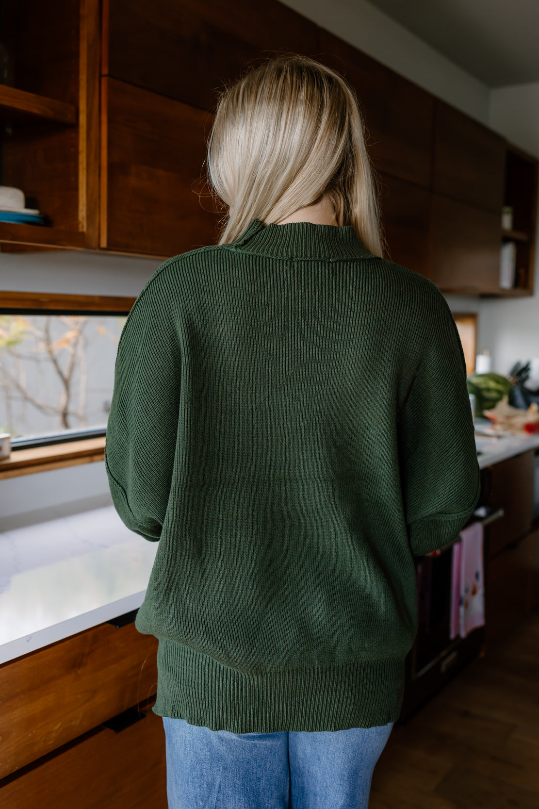 Ryder Side Slit Oversized Sweater | Dark Olive