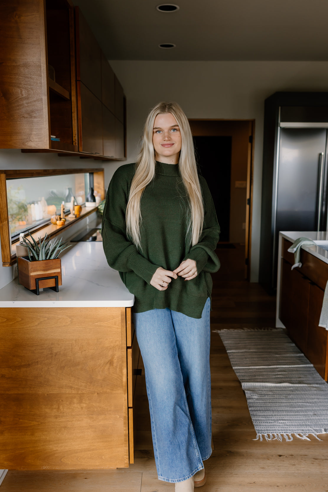 Ryder Side Slit Oversized Sweater | Dark Olive