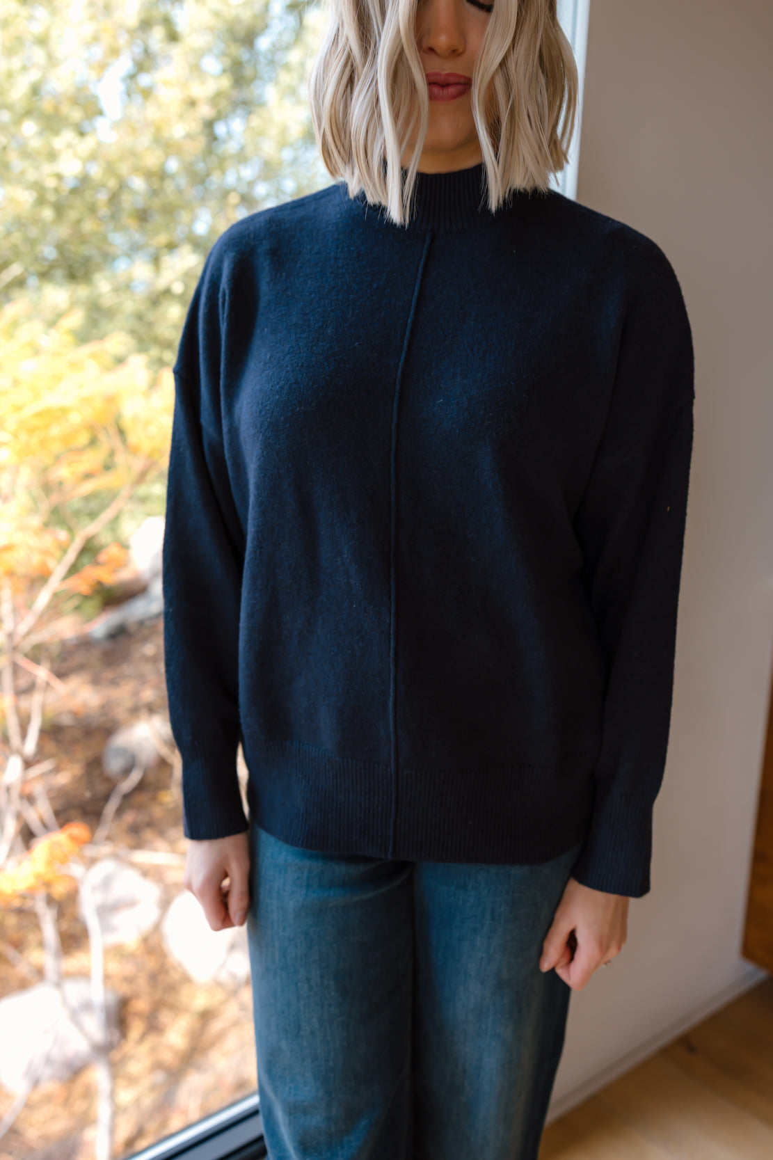 Rylee Mock Neck Sweater | Navy