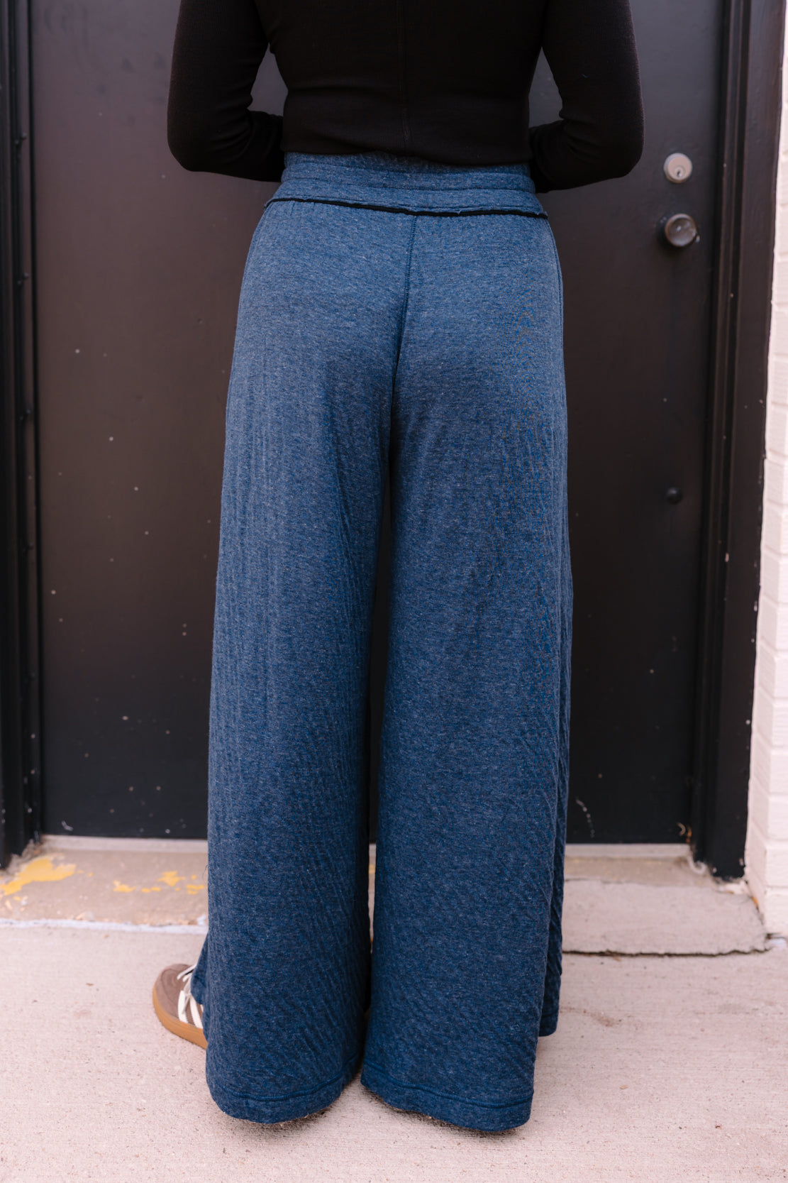 Wait A Minute Wide Leg Lounge Pants | Navy Heather Combo